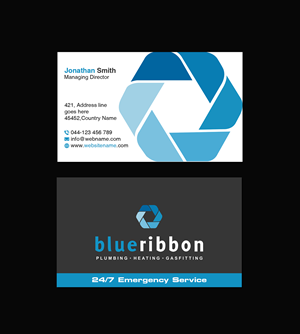 Business Card Design by Creations Box 2015 for Blue Ribbon Plumbing Heating & Gasfitting Ltd. | Design: #30292174