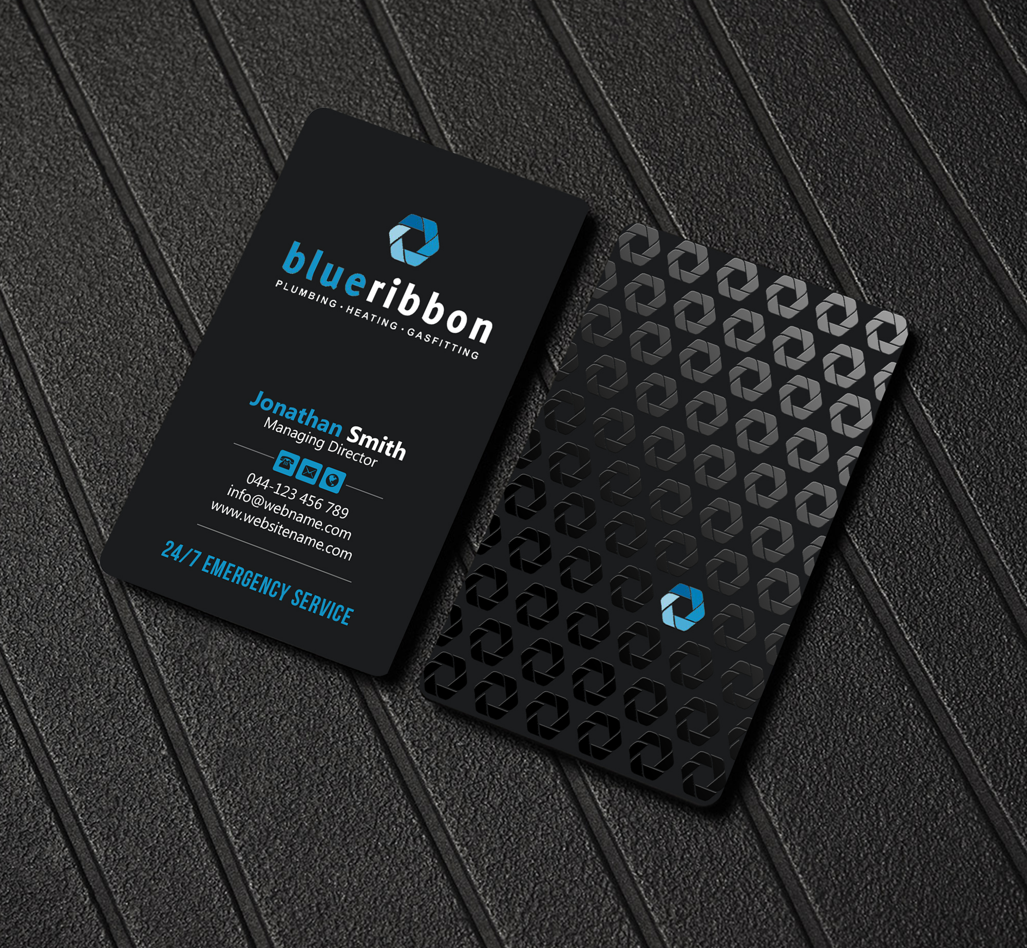 Business Card Design by Creations Box 2015 for Blue Ribbon Plumbing Heating & Gasfitting Ltd. | Design #30292175