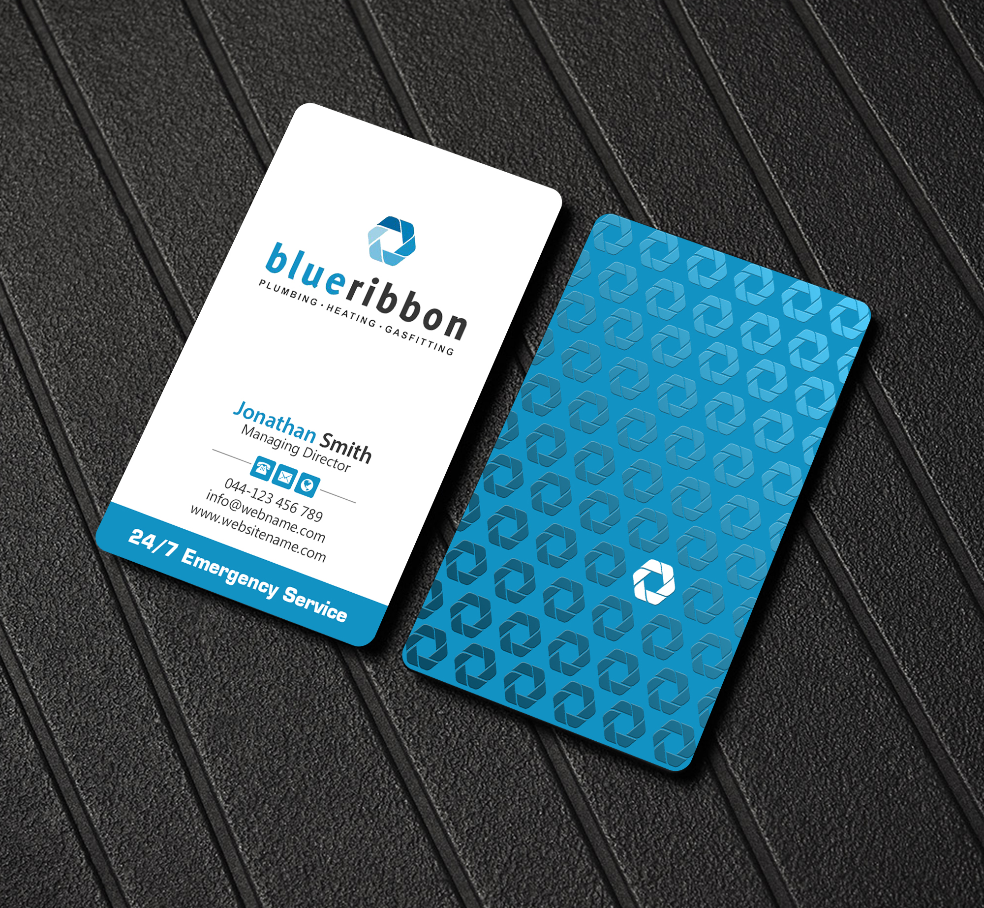 Business Card Design by Creations Box 2015 for Blue Ribbon Plumbing Heating & Gasfitting Ltd. | Design #30292177