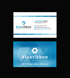 Business Card Design by Creations Box 2015 for Blue Ribbon Plumbing Heating & Gasfitting Ltd. | Design: #30292238