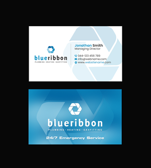 Business Card Design by Creations Box 2015 for Blue Ribbon Plumbing Heating & Gasfitting Ltd. | Design: #30292243