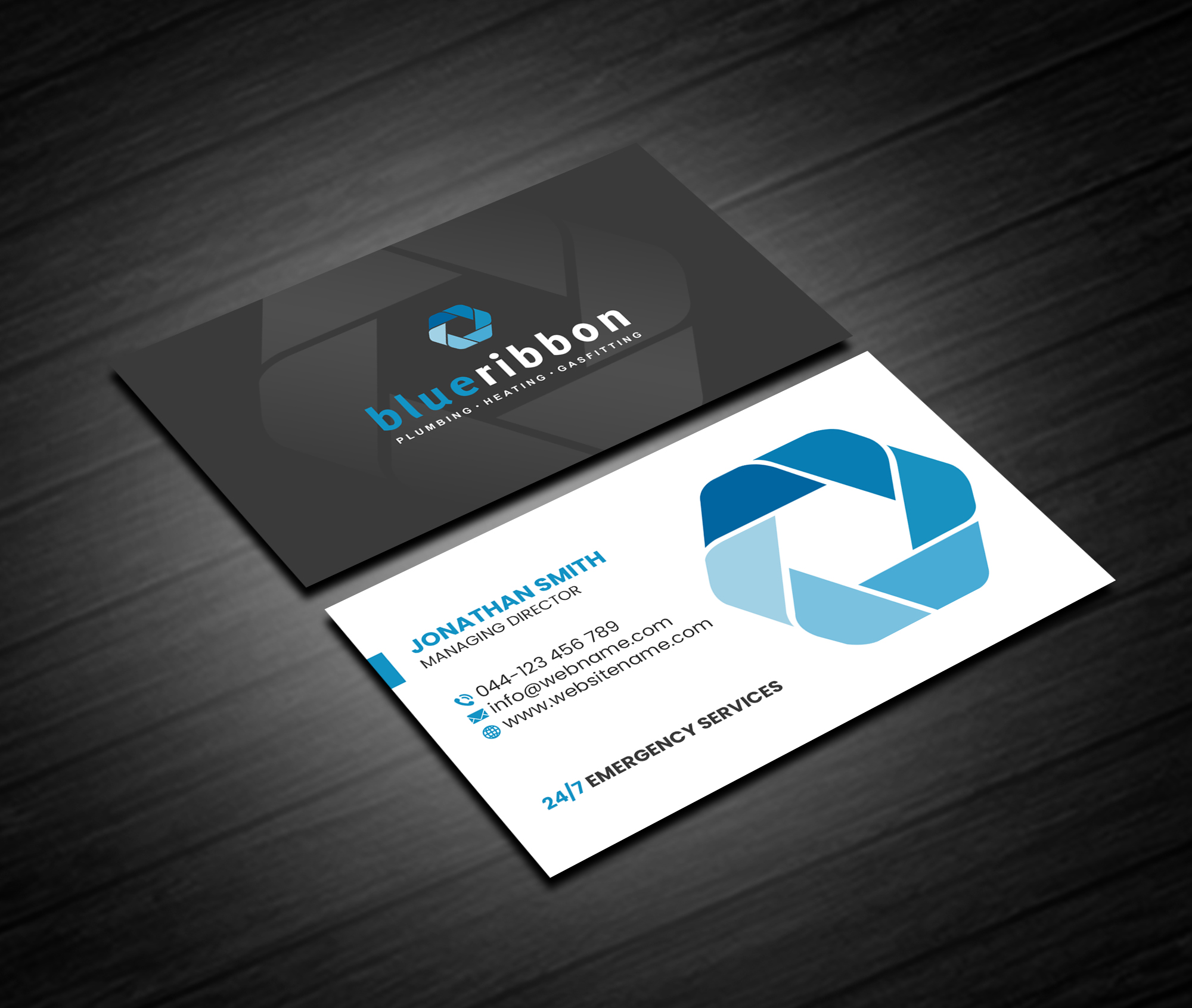 Business Card Design by Creations Box 2015 for Blue Ribbon Plumbing Heating & Gasfitting Ltd. | Design #30292513