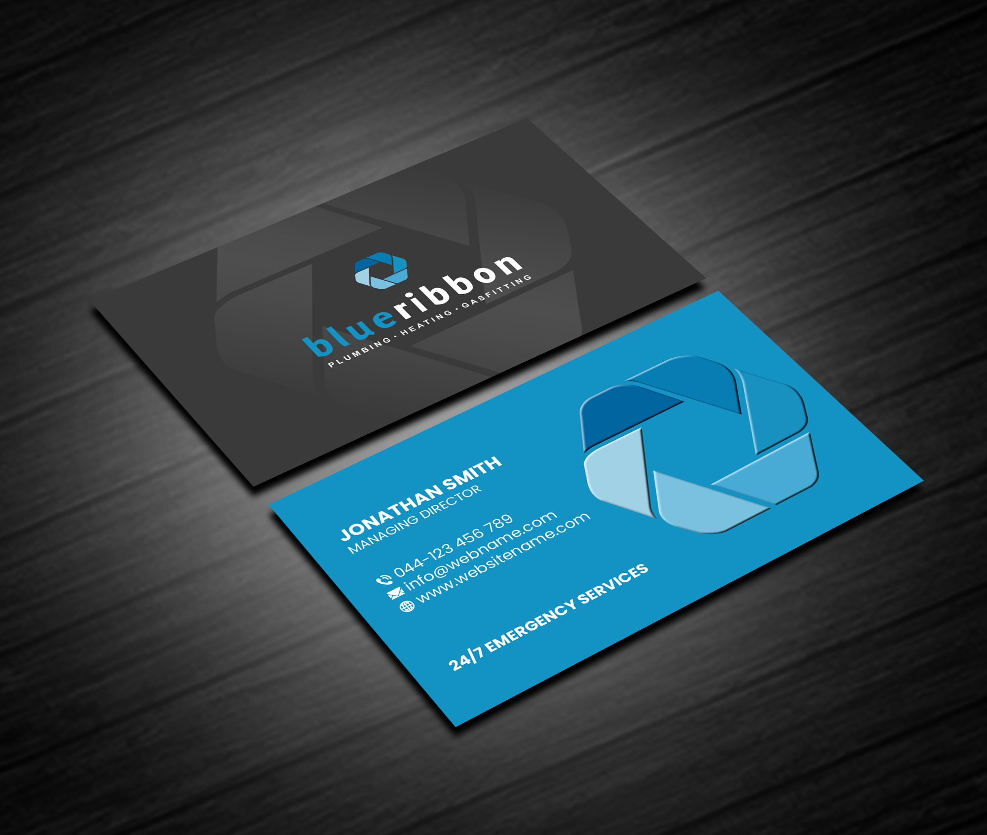 Business Card Design by Creations Box 2015 for Blue Ribbon Plumbing Heating & Gasfitting Ltd. | Design #30292515