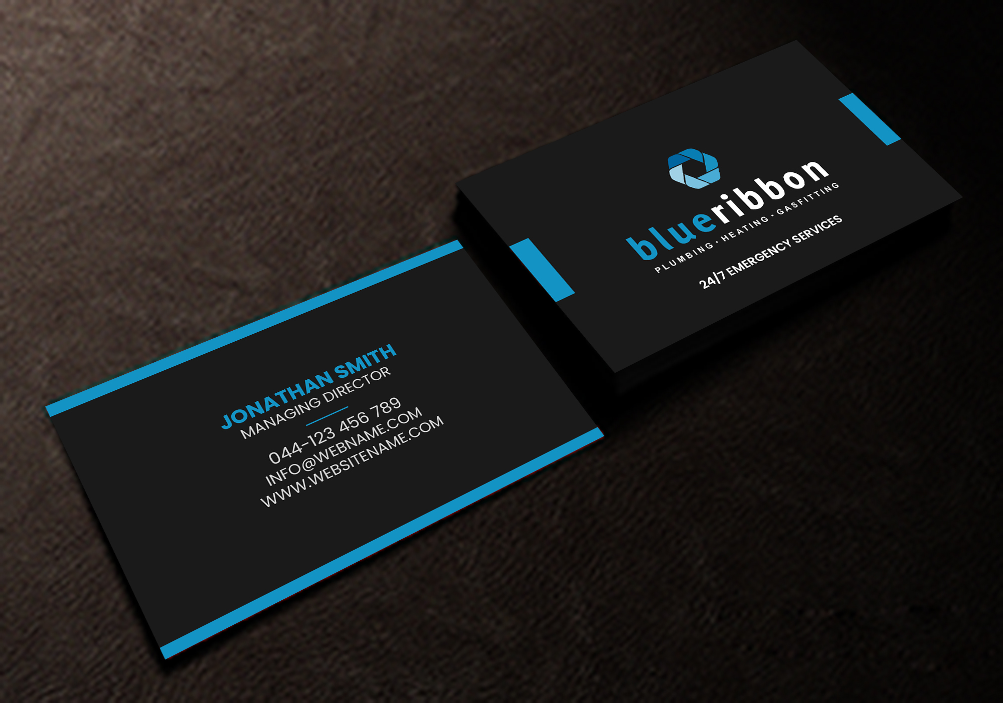 Business Card Design by Creations Box 2015 for Blue Ribbon Plumbing Heating & Gasfitting Ltd. | Design #30292517