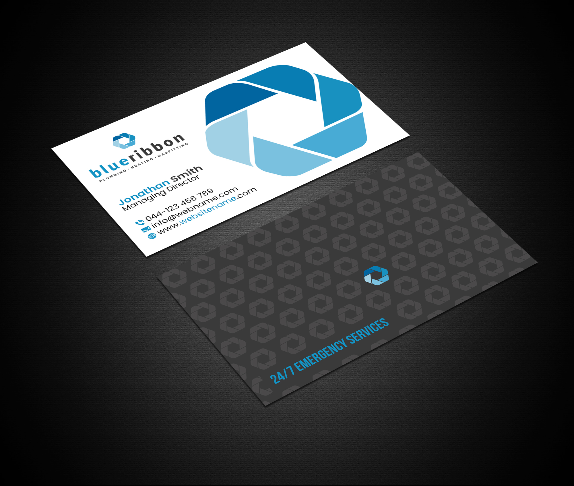 Business Card Design by Creations Box 2015 for Blue Ribbon Plumbing Heating & Gasfitting Ltd. | Design #30292520