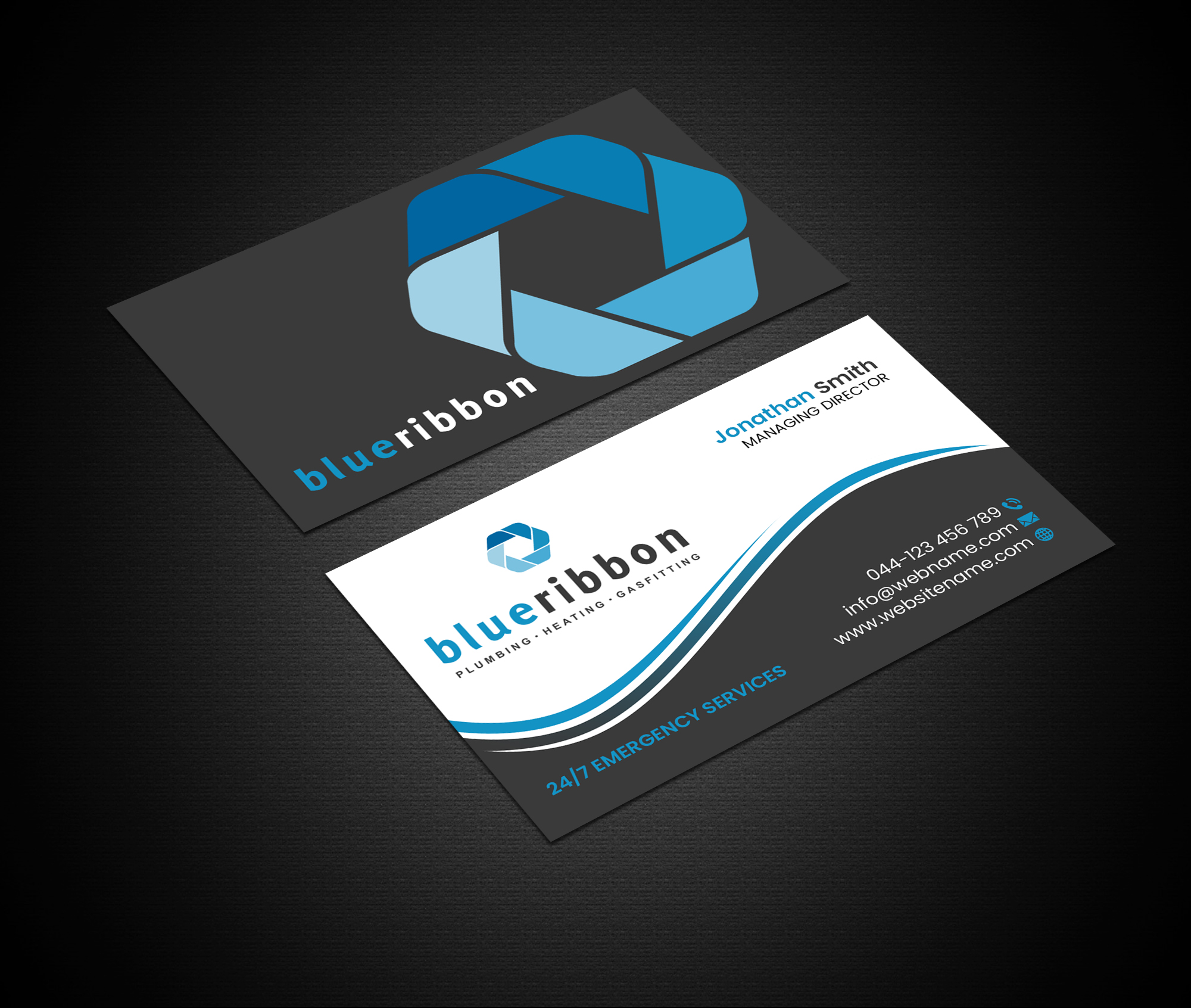 Business Card Design by Creations Box 2015 for Blue Ribbon Plumbing Heating & Gasfitting Ltd. | Design #30292522
