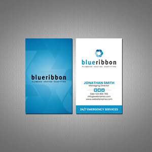 Business Card Design by Creations Box 2015 for Blue Ribbon Plumbing Heating & Gasfitting Ltd. | Design: #30292527