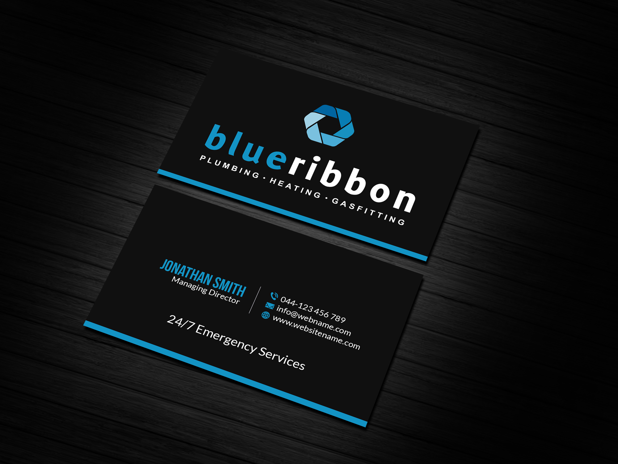 Business Card Design by Creations Box 2015 for Blue Ribbon Plumbing Heating & Gasfitting Ltd. | Design #30292560