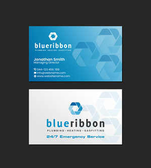 Business Card Design by Creations Box 2015 for Blue Ribbon Plumbing Heating & Gasfitting Ltd. | Design: #30301703
