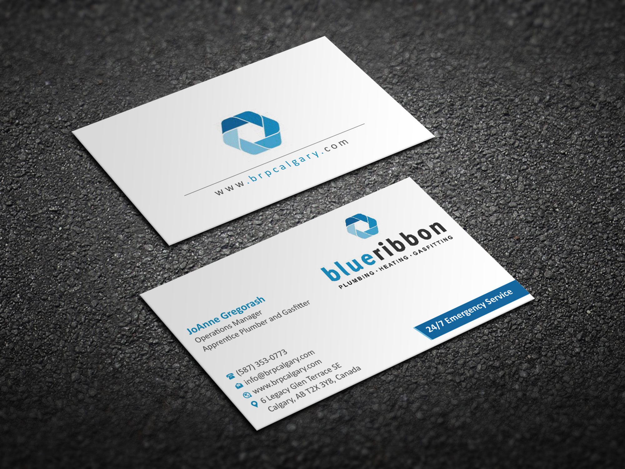 Business Card Design by Magic of Art for Blue Ribbon Plumbing Heating & Gasfitting Ltd. | Design #30290562