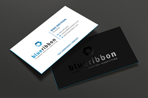 Business Card Design by DesignShout for Blue Ribbon Plumbing Heating & Gasfitting Ltd. | Design: #30291625