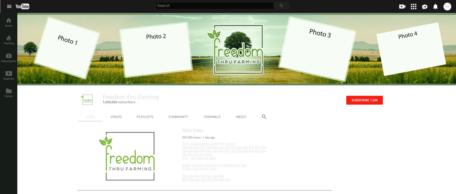 Diseño de YouTube por Rickyy para Freedom thru Farming | Diseño #30309274