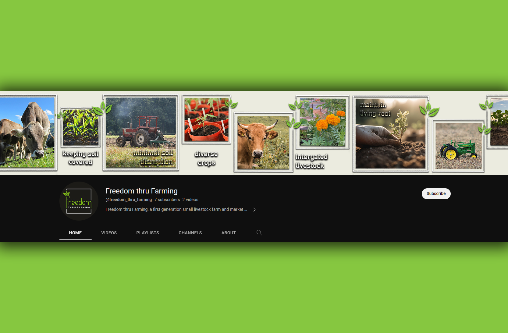 Design YouTube par Maestral pour Freedom thru Farming | Design #30362629