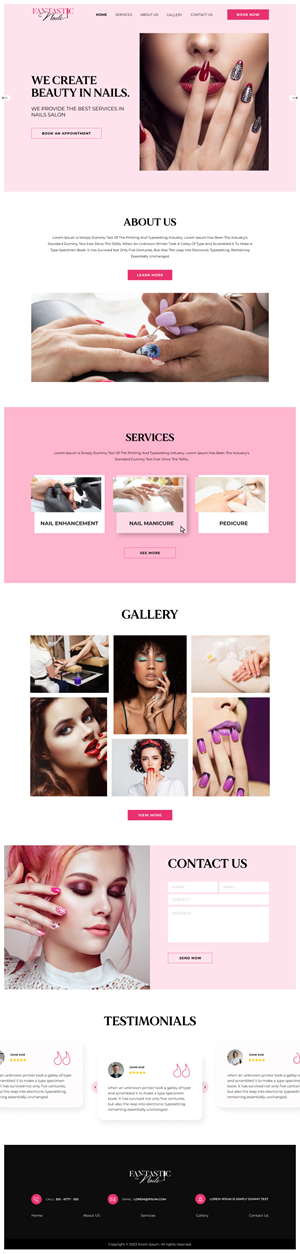 Diseño Web por Hafsa Fatymah para Fantastic Nails, LLC. | Diseño #30318362