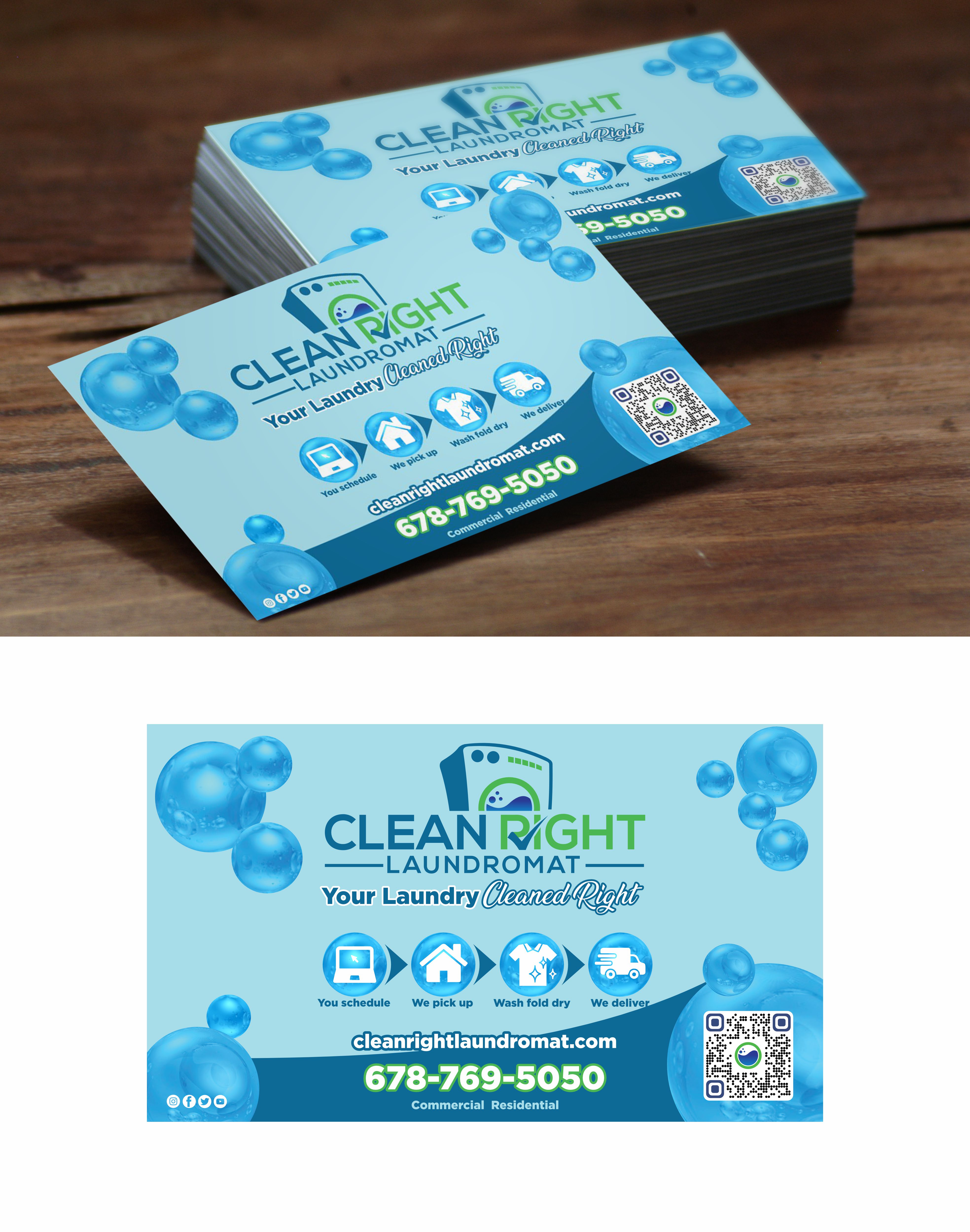 Business Card Design by VEDG for Clean Right Laundromat | Design #30343103