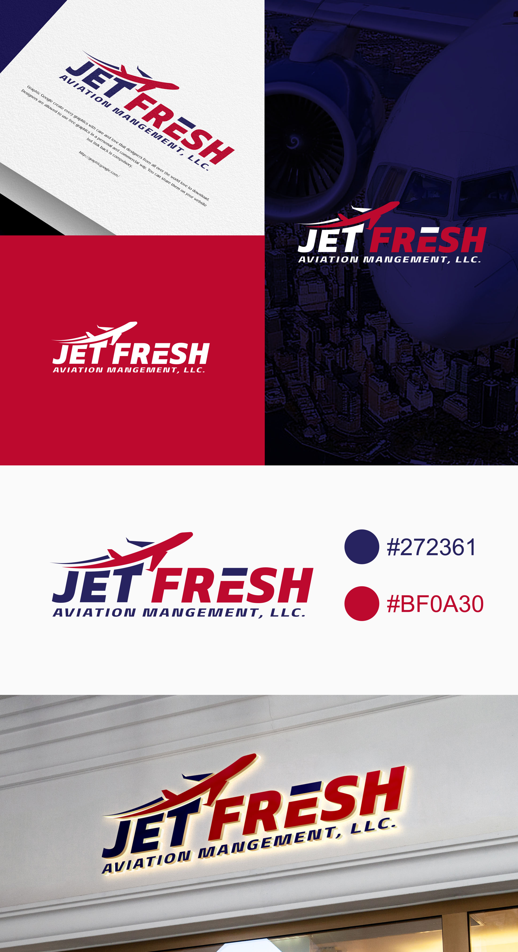 Logo Design by aexoagency for Jet Fresh Aviation Management, LLC.  | Design #30342674