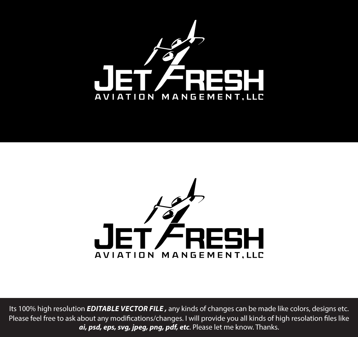 Logo Design by JulienneBalma for Jet Fresh Aviation Management, LLC.  | Design #30348997