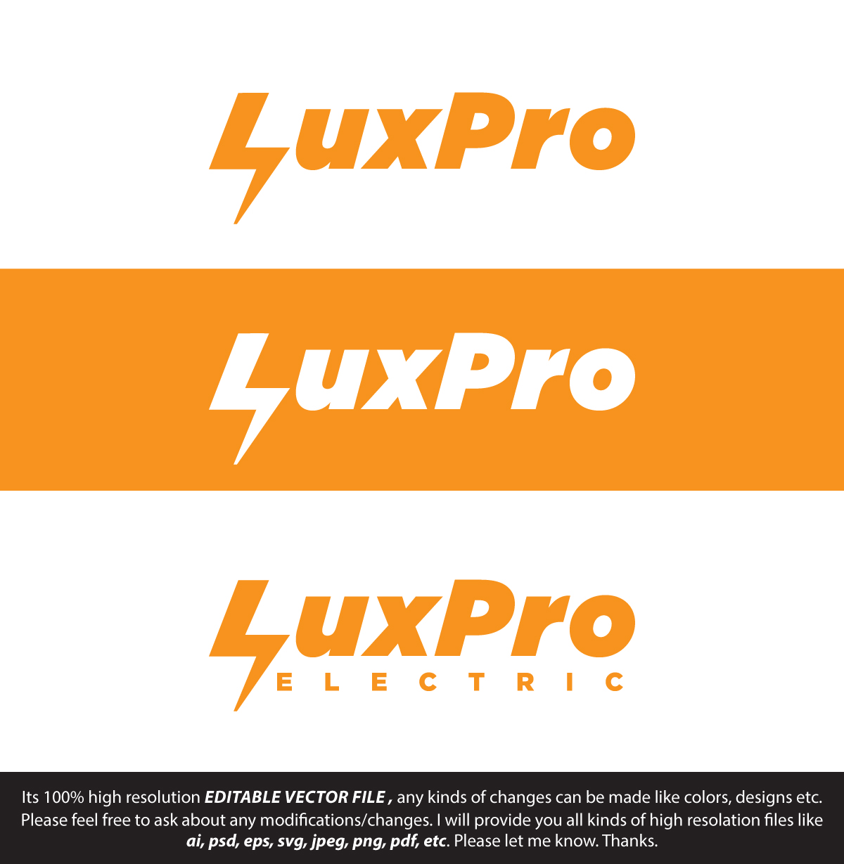 Logo Design by FireflyArt for LuxPro Electric | Design #30348275