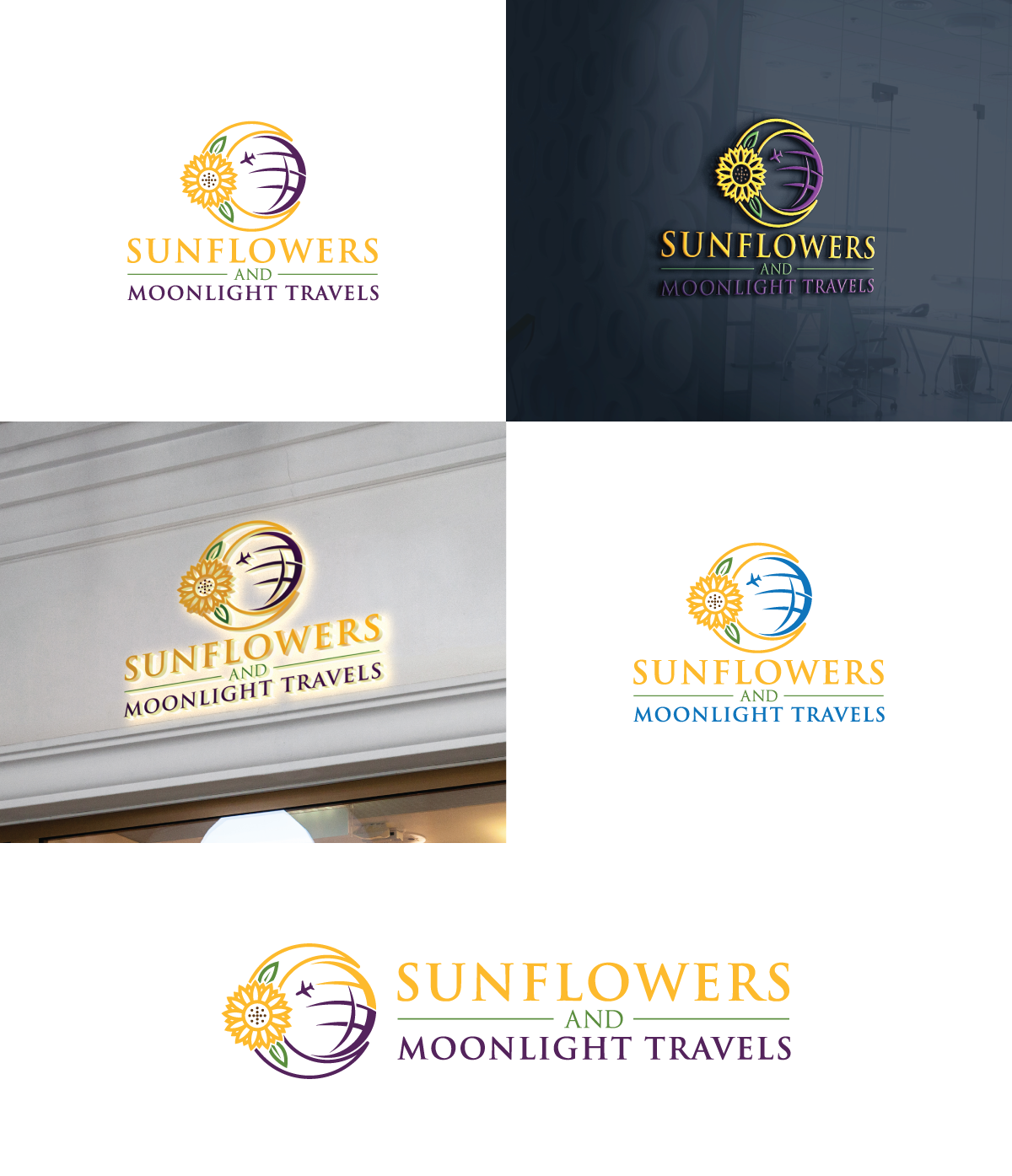 Logo Design by Ellene for Sunflowers and Moonlight Travels | Design #30390250