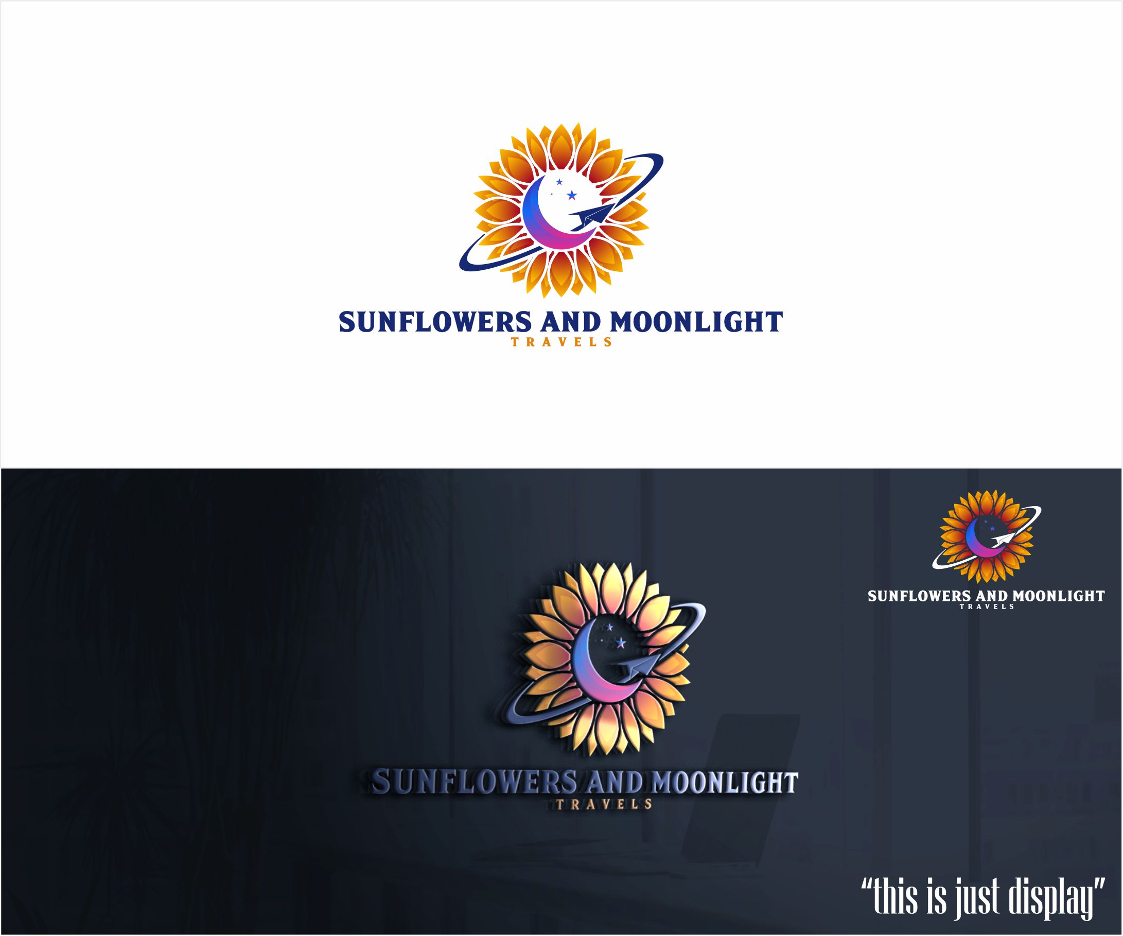 Logo Design by alkaline for Sunflowers and Moonlight Travels | Design #30381689