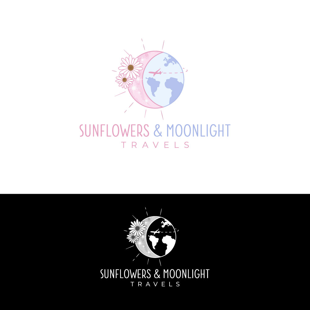 Logo Design by Amethystica for Sunflowers and Moonlight Travels | Design #30390771