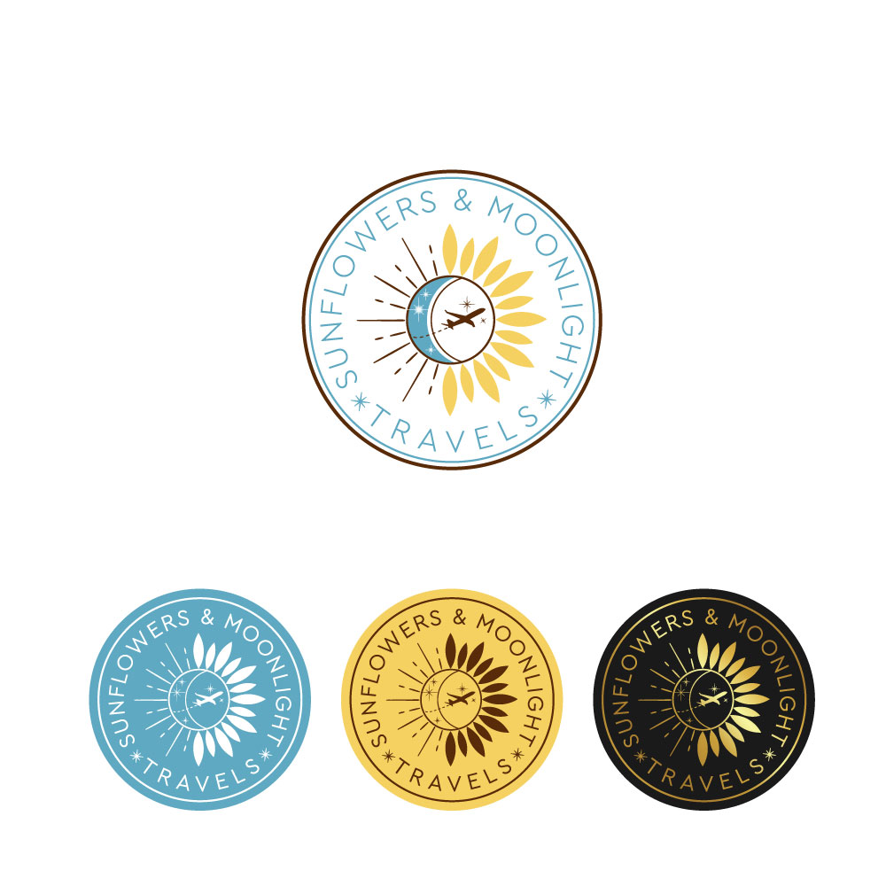 Logo Design by Amethystica for Sunflowers and Moonlight Travels | Design #30390999