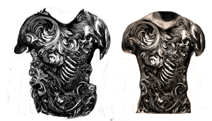 Chest and stomach tattoo design