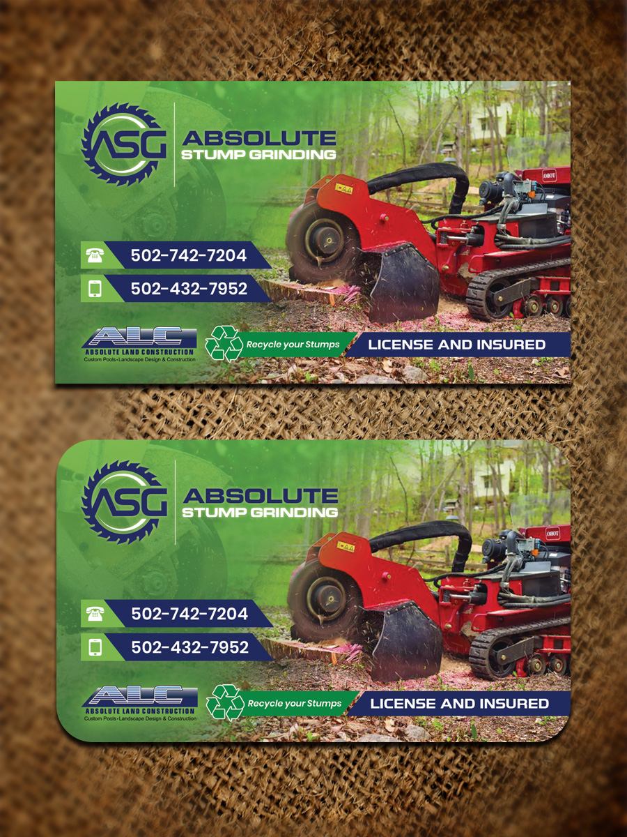 Visitenkarten-Design von Sandaruwan für Absolute Land Construction - DBA: Absolute Stump Grinding | Design #30418560
