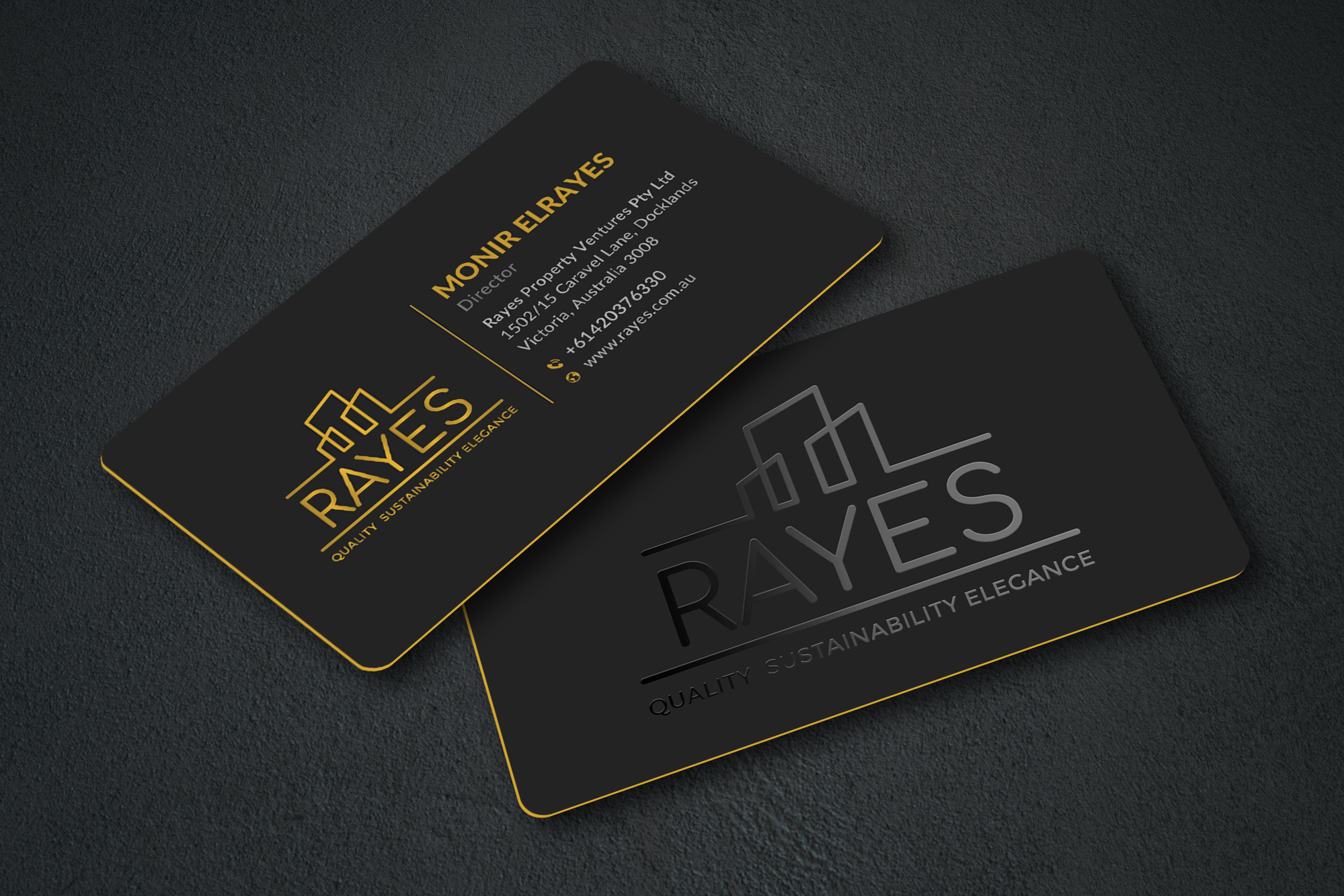 Design de Carte de Visite par Sun Moon Graphic Designer pour Rayes Pty Ltd | Design #30432624