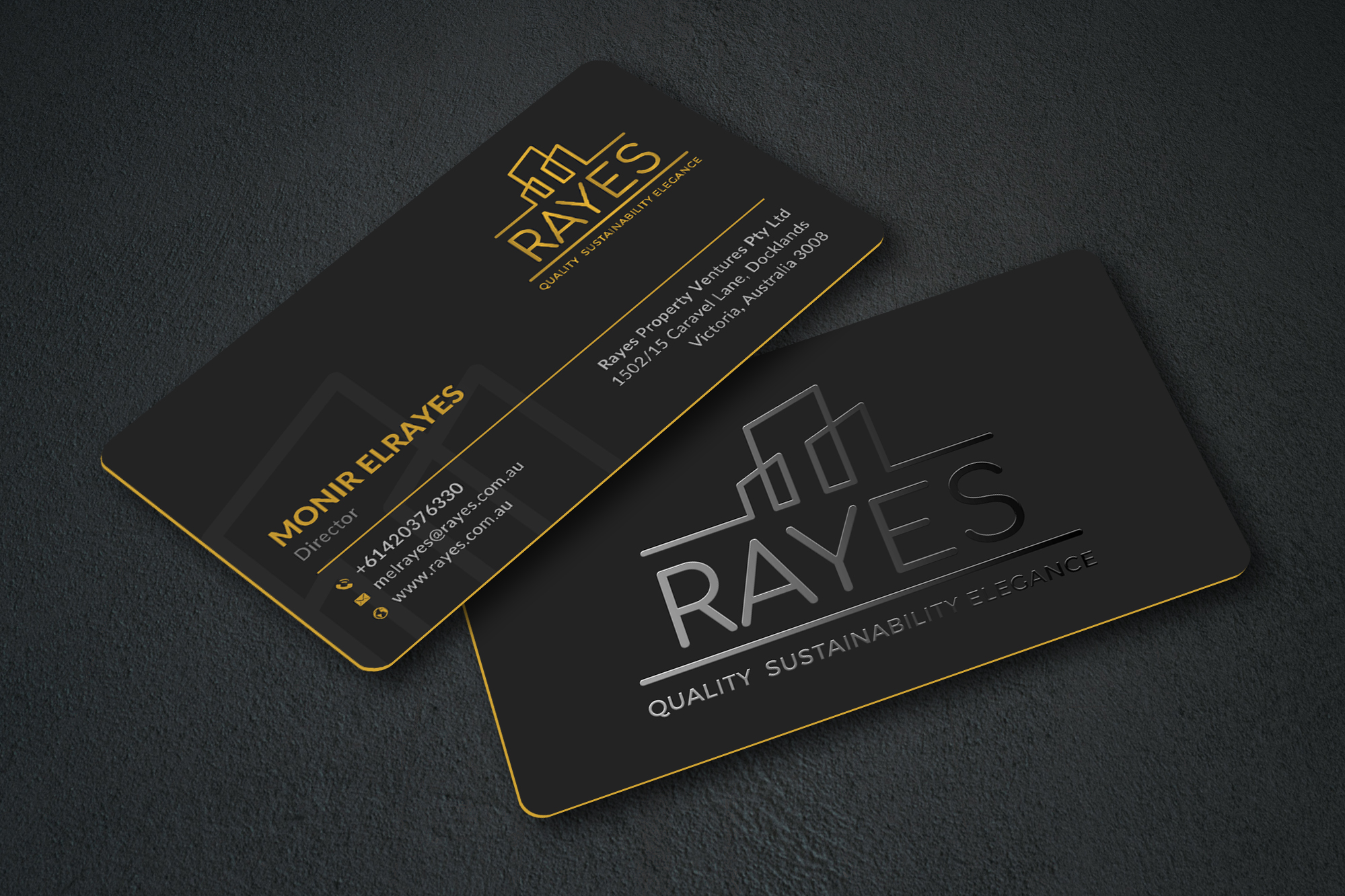 Design de Carte de Visite par Sun Moon Graphic Designer pour Rayes Pty Ltd | Design #30432625