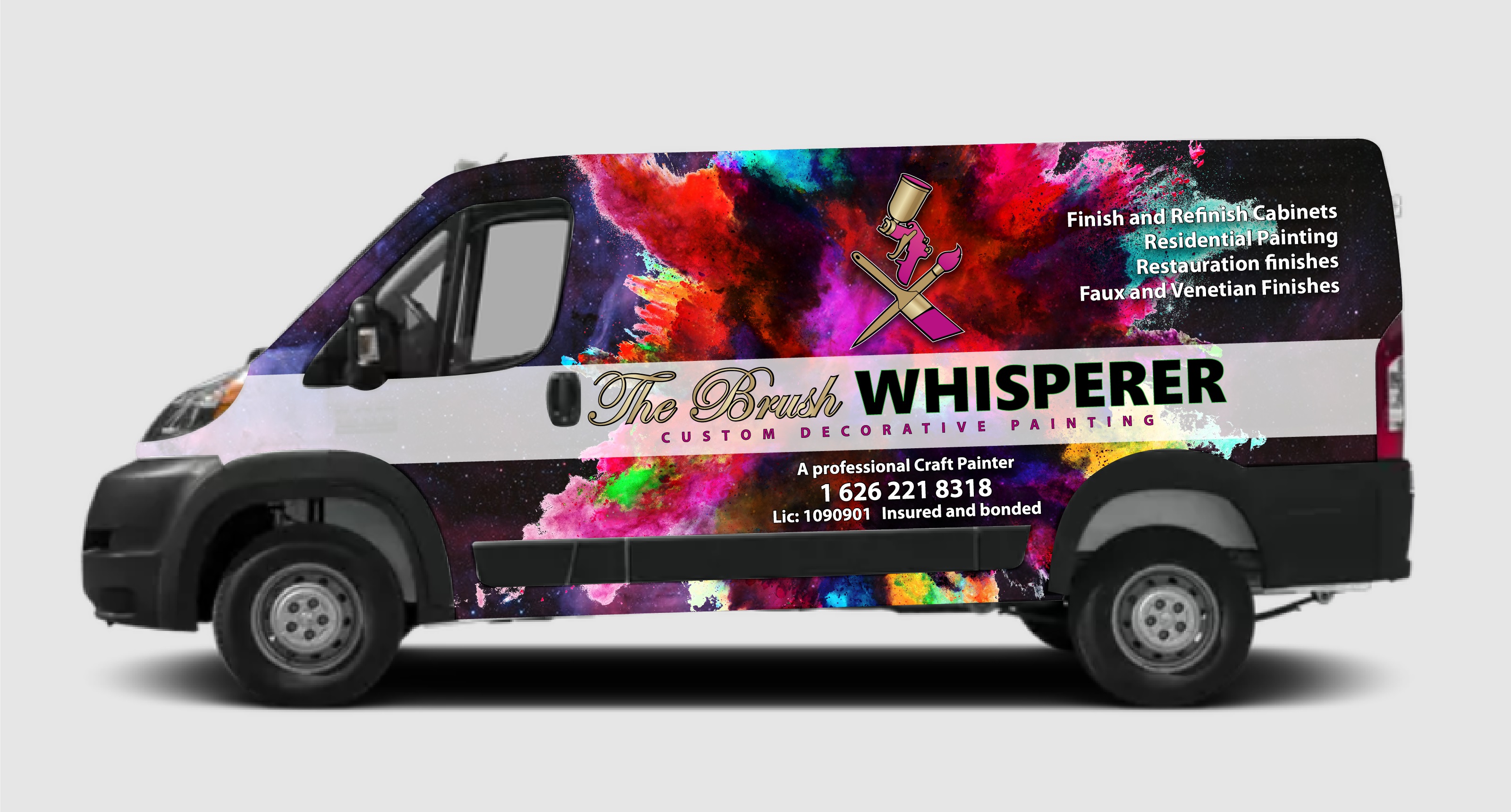 Car Wrap Design by Kira Graphics for The Brush Whisperer Custom Decorative Painting | Design #30558597