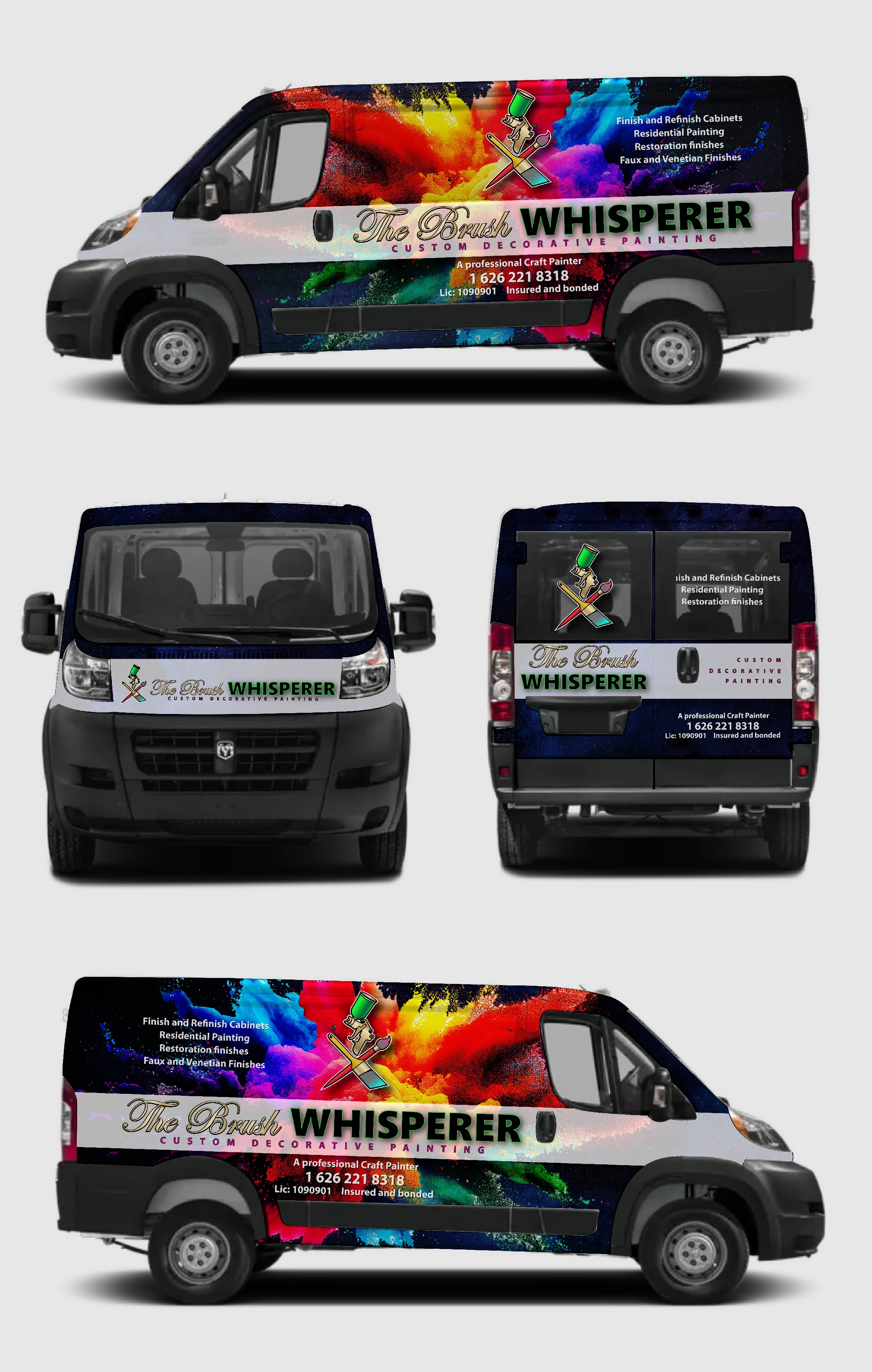Car Wrap Design by Kira Graphics for The Brush Whisperer Custom Decorative Painting | Design #30575150