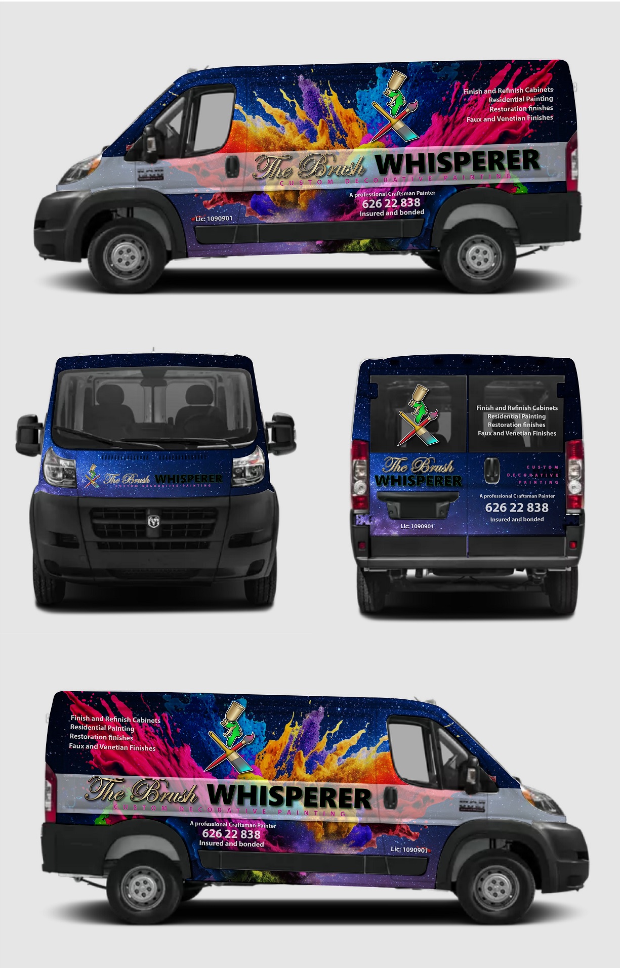 Car Wrap Design by Kira Graphics for The Brush Whisperer Custom Decorative Painting | Design #30612033