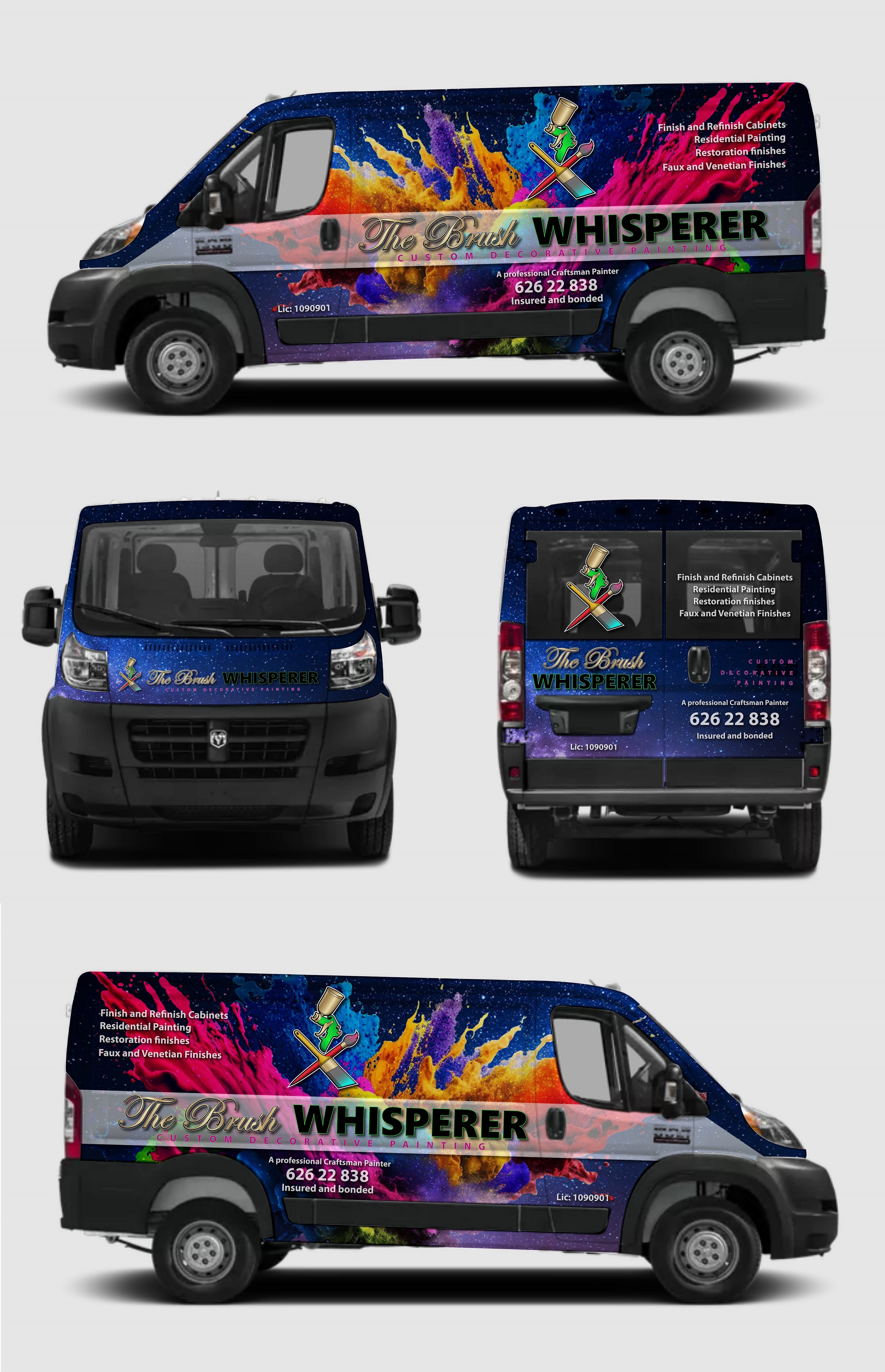 Car Wrap Design by Kira Graphics for The Brush Whisperer Custom Decorative Painting | Design #30626731