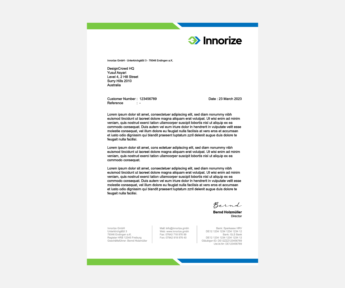 Letterhead Design by _Asadancs for Innorize GmbH | Design #30486621