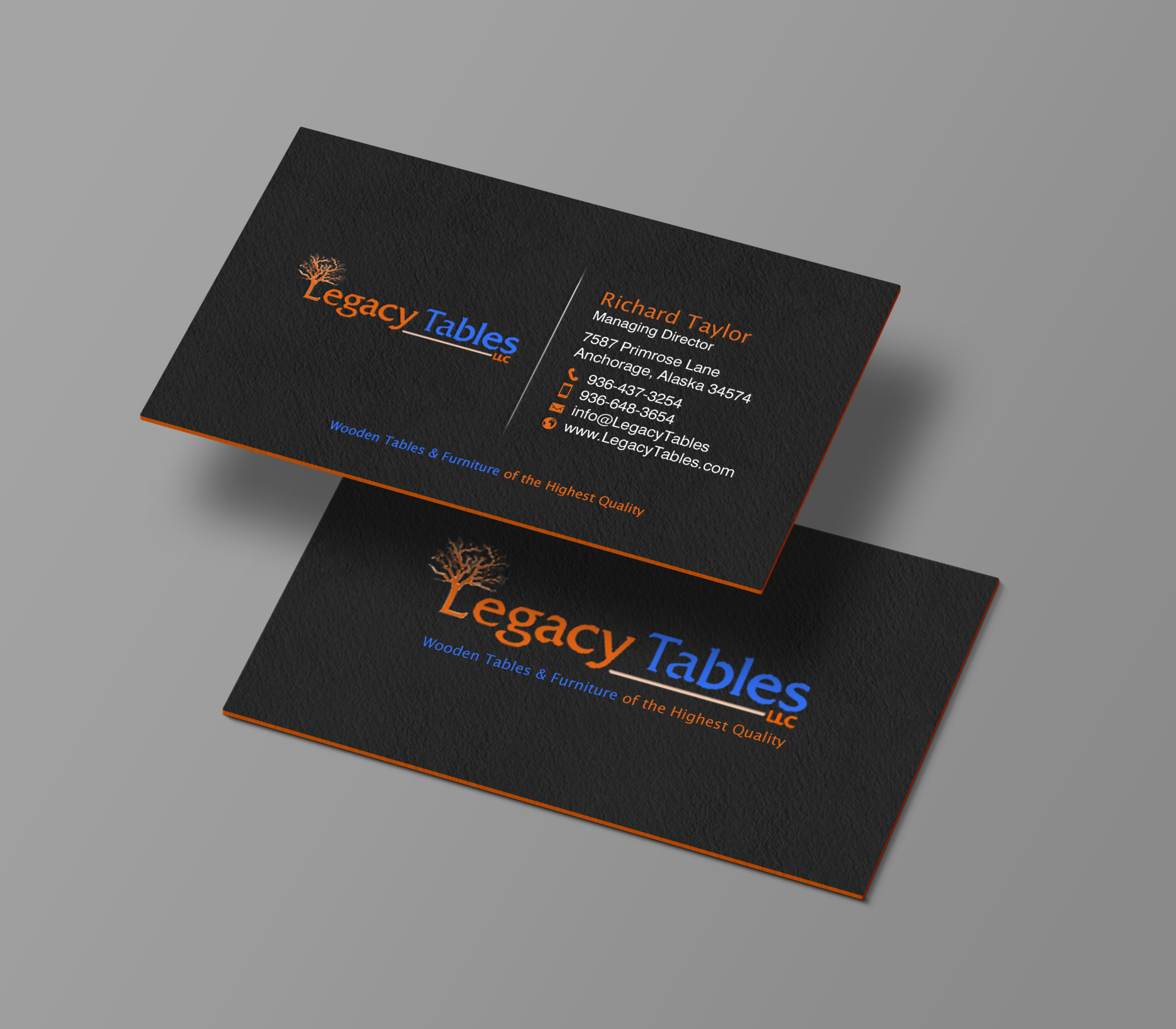 Visitenkarten-Design von chandrayaan.creative für Legacy Tables, LLC | Design #30482465