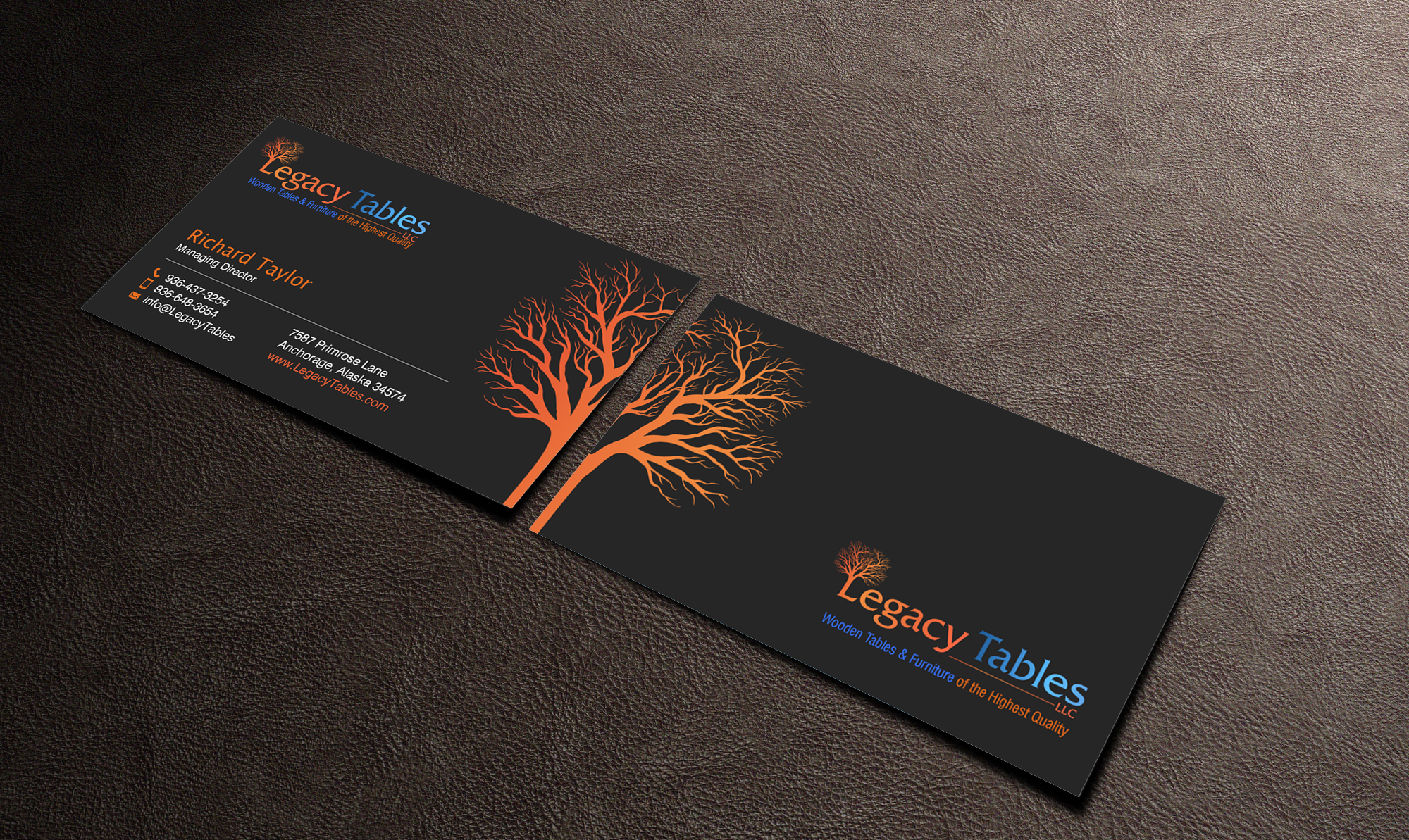 Business Card Design by chandrayaan.creative for Legacy Tables, LLC | Design #30492065