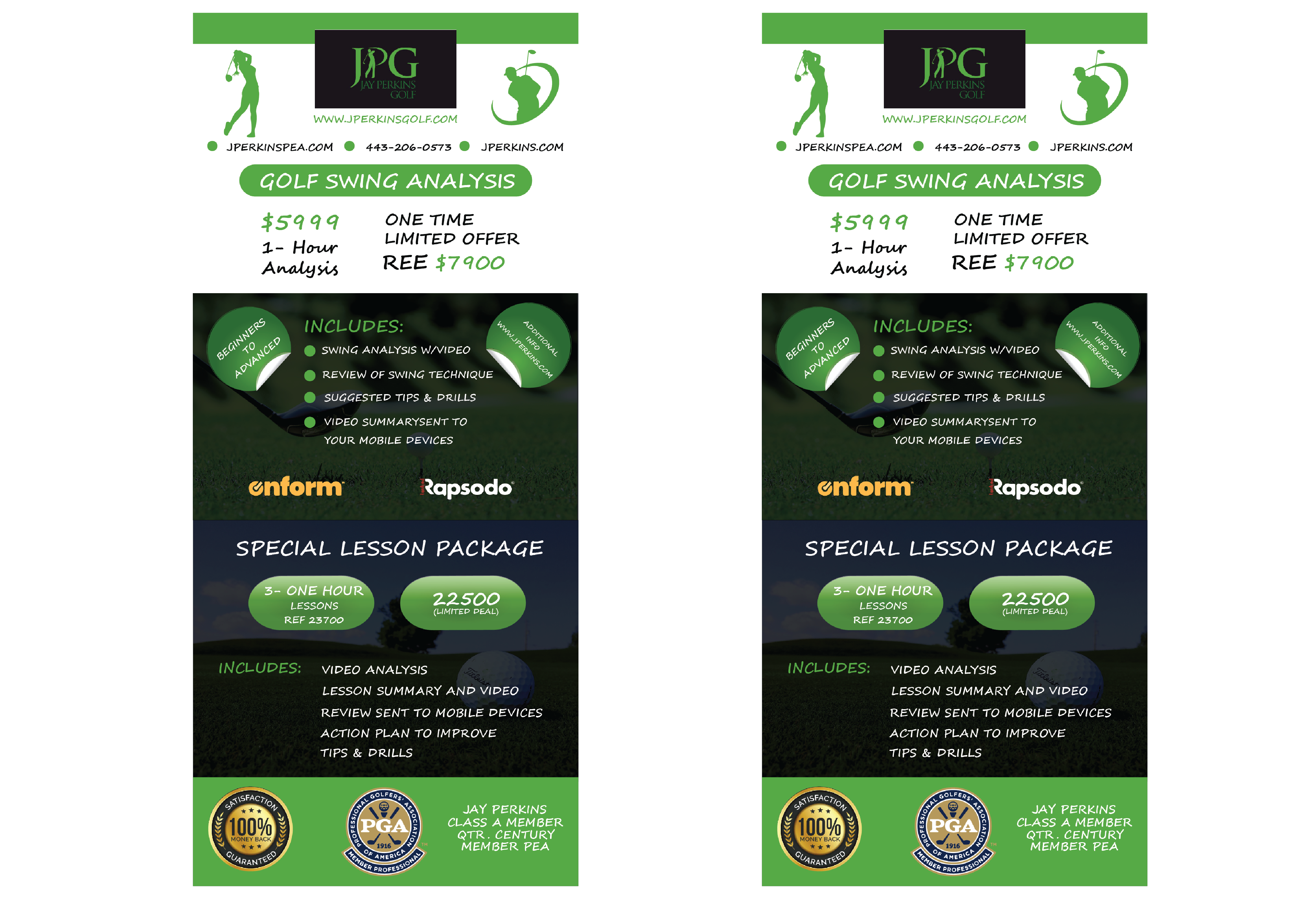 Diseño de Flyer por SmartCast para Jay Perkins Golf | Diseño #30494216
