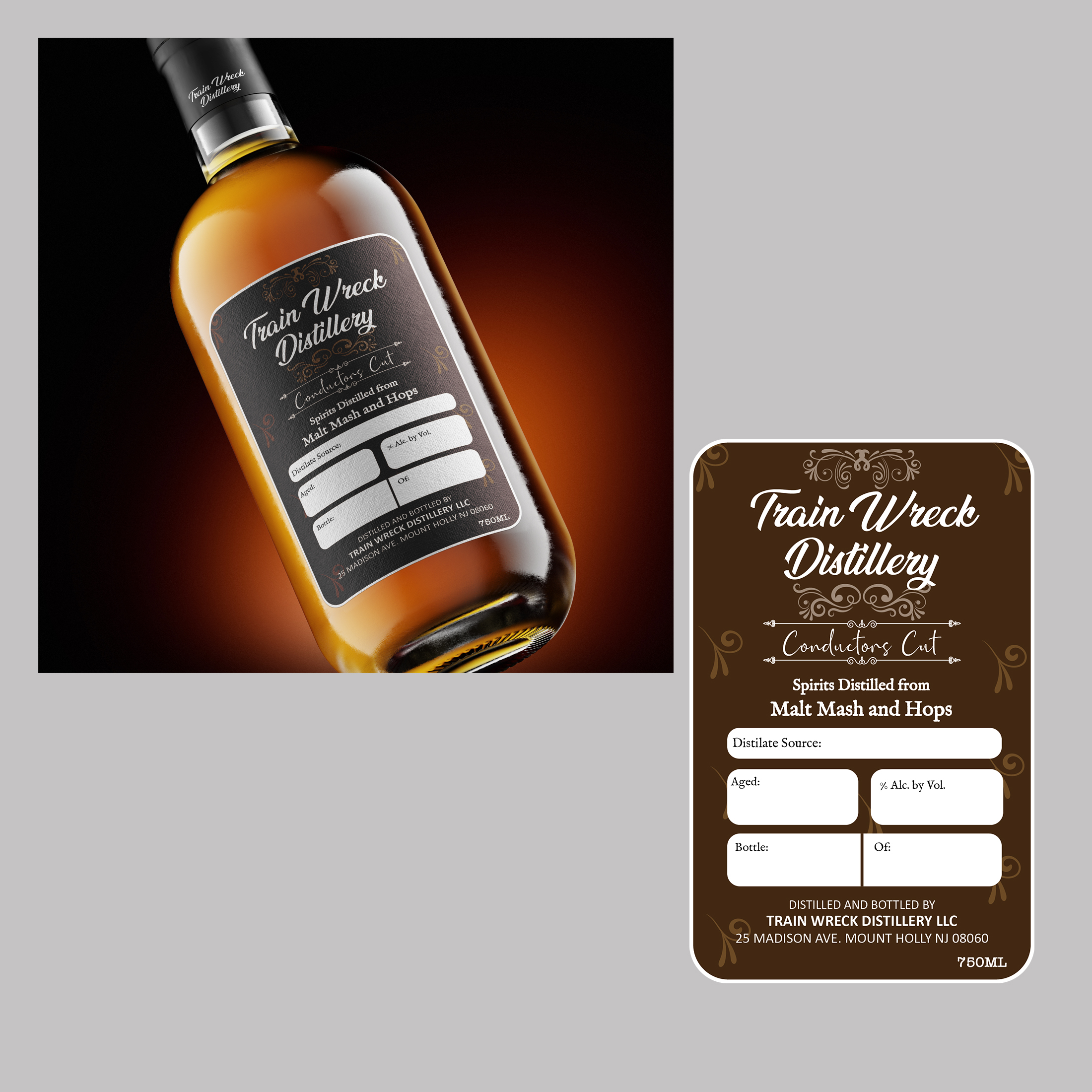 Verpackungs-Design von kousik für Train Wreck Distillery | Design #30515877