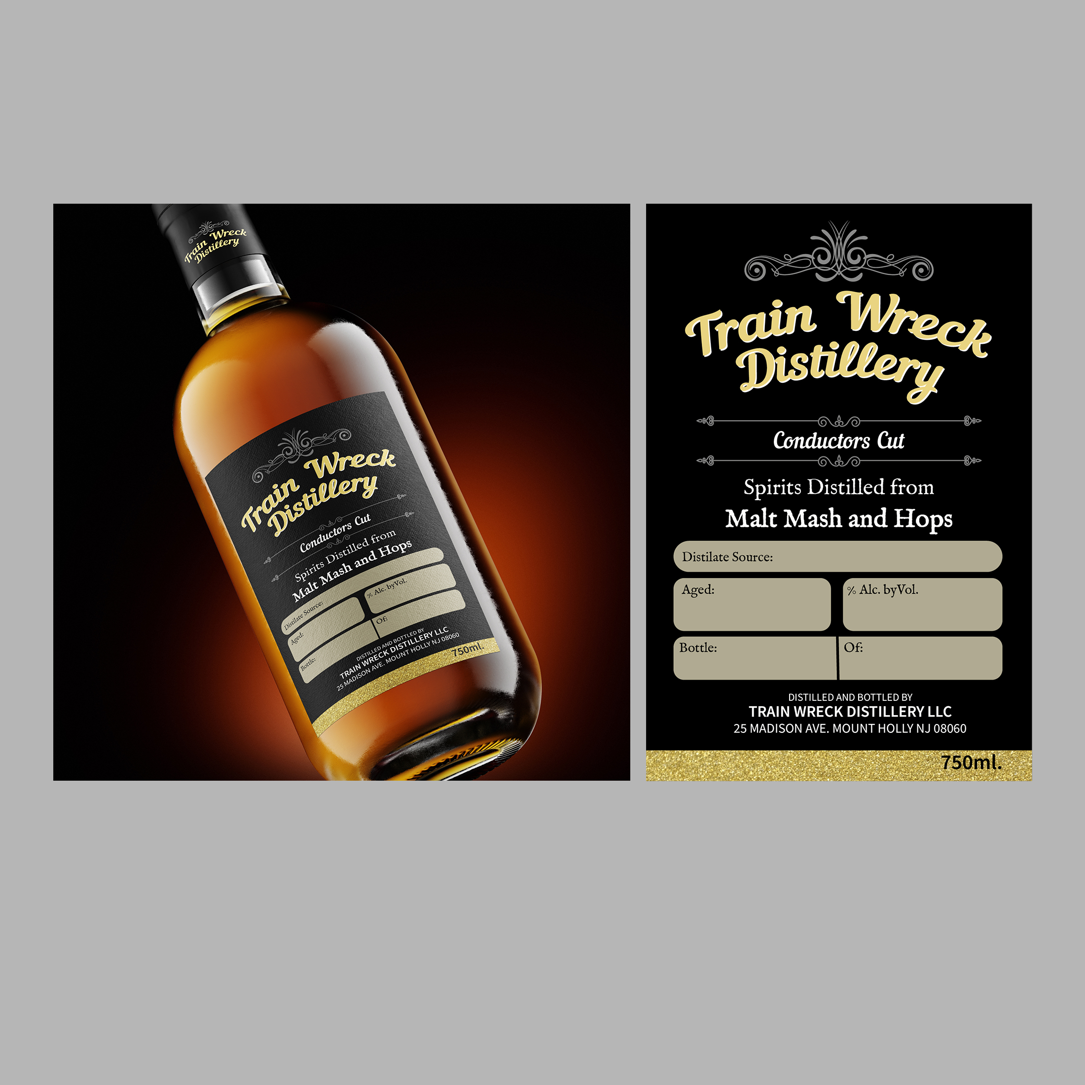 Packaging Design by kousik for Train Wreck Distillery | Design #30523075