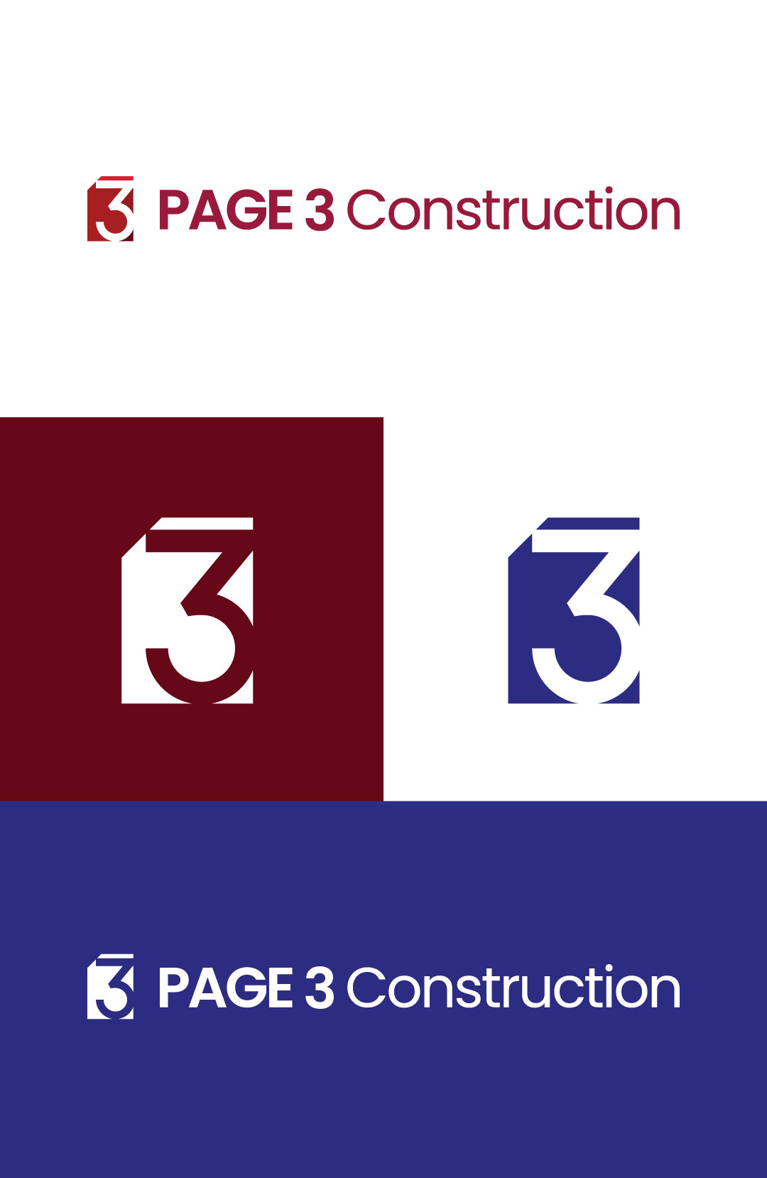 Logo Design by Narrell ID for Page 3 Construction | Design #30507797