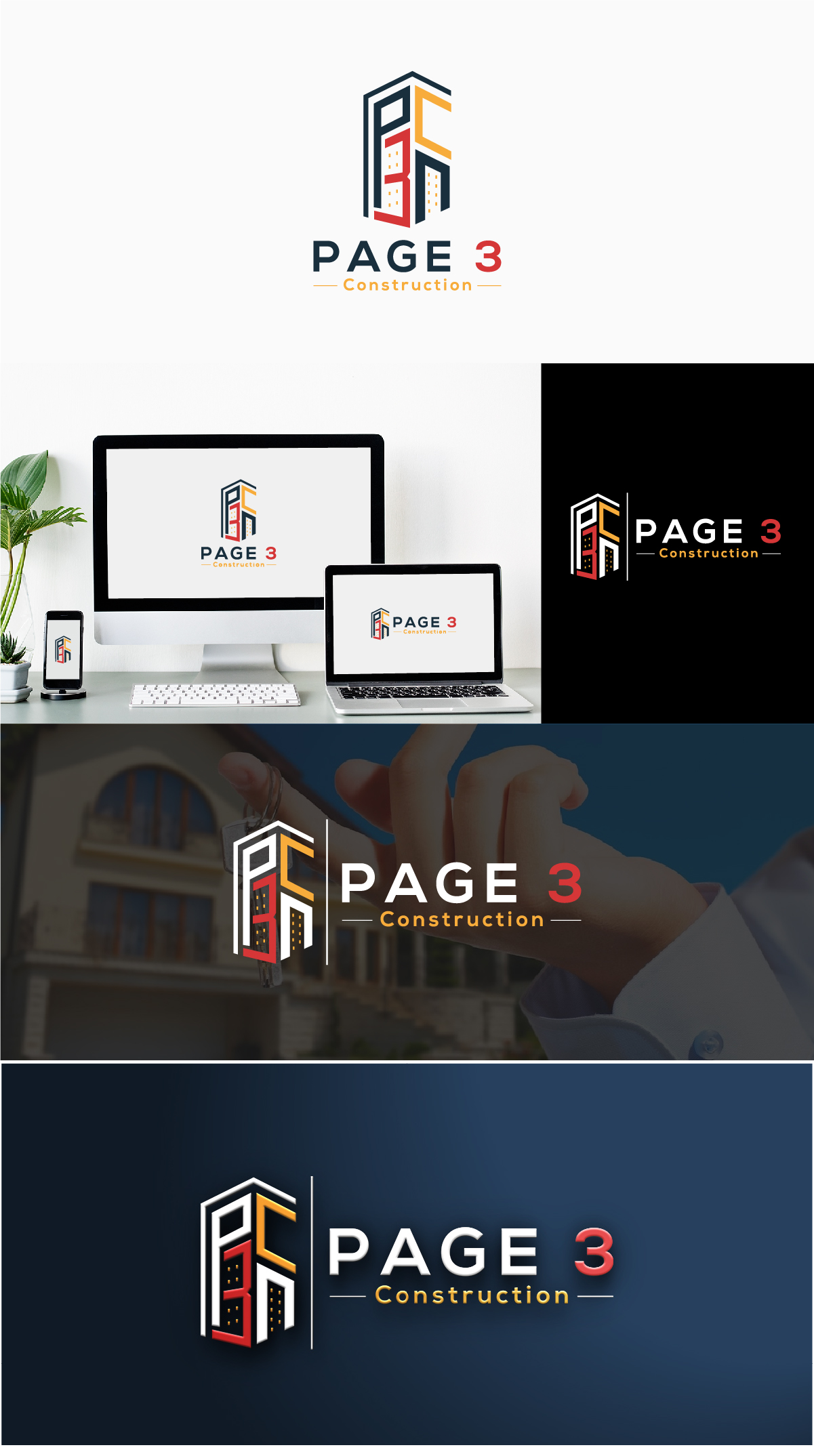 Logo Design by Deziners Zone for Page 3 Construction | Design #30499508