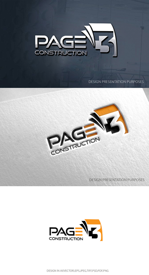 Logo Design by zebronicgraphic for Page 3 Construction | Design: #30501715