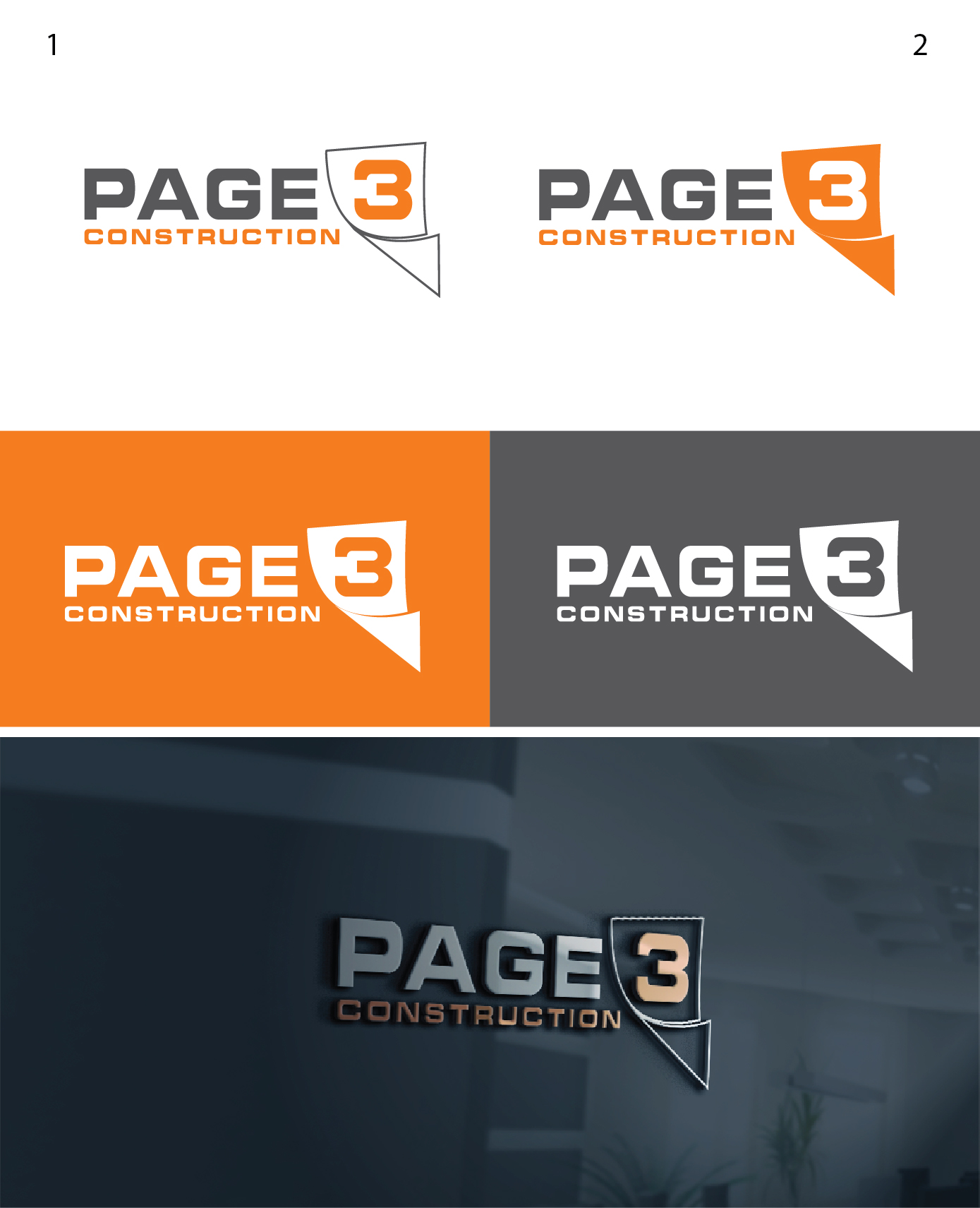 Logo Design by AL-BARAKAH for Page 3 Construction | Design #30501059