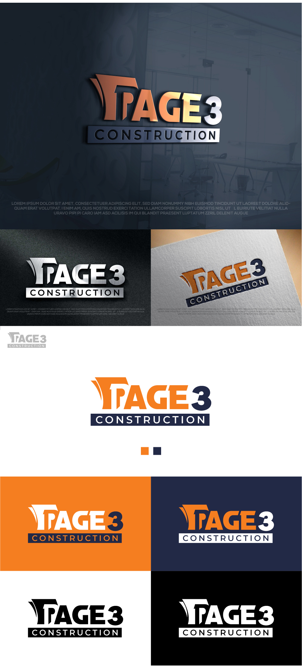 Logo Design by Ayub Zafar for Page 3 Construction | Design #30512544