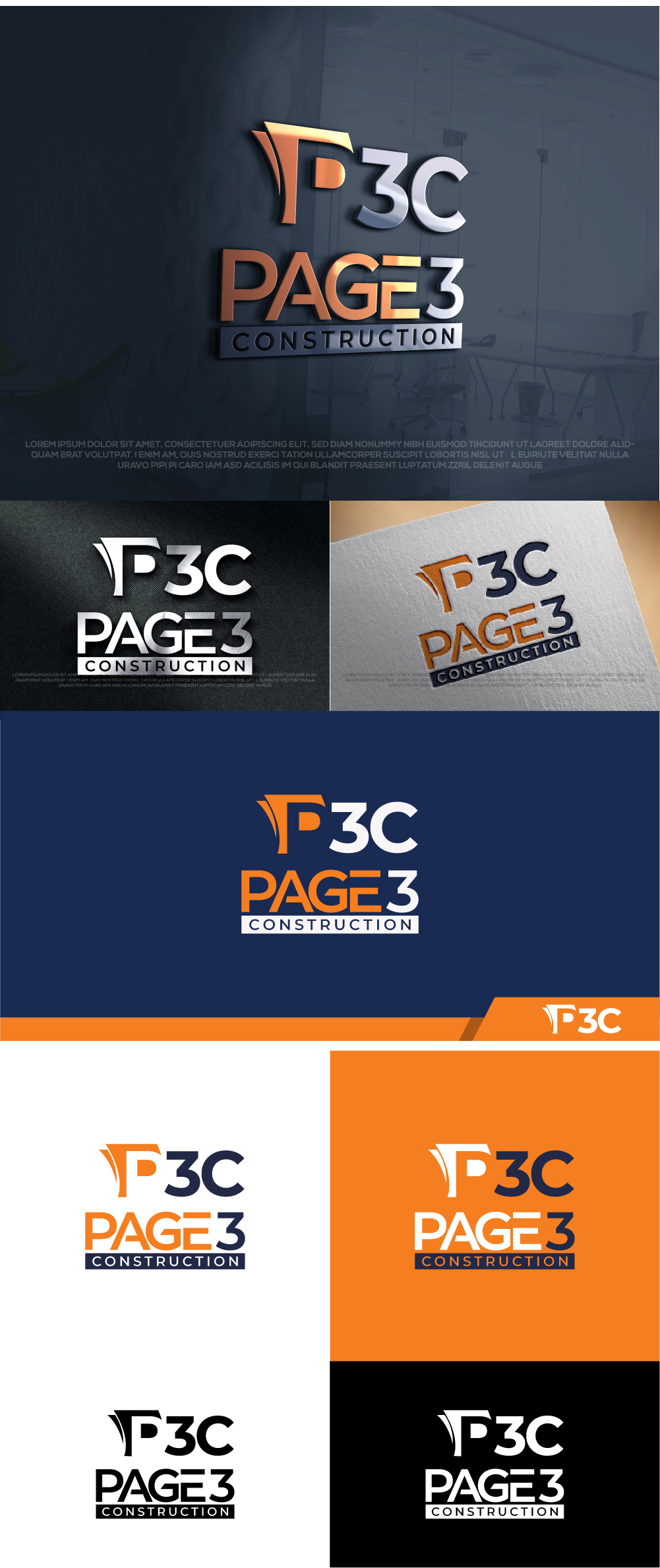 Logo Design by AlphabetZero.co.uk for Page 3 Construction | Design #30512547