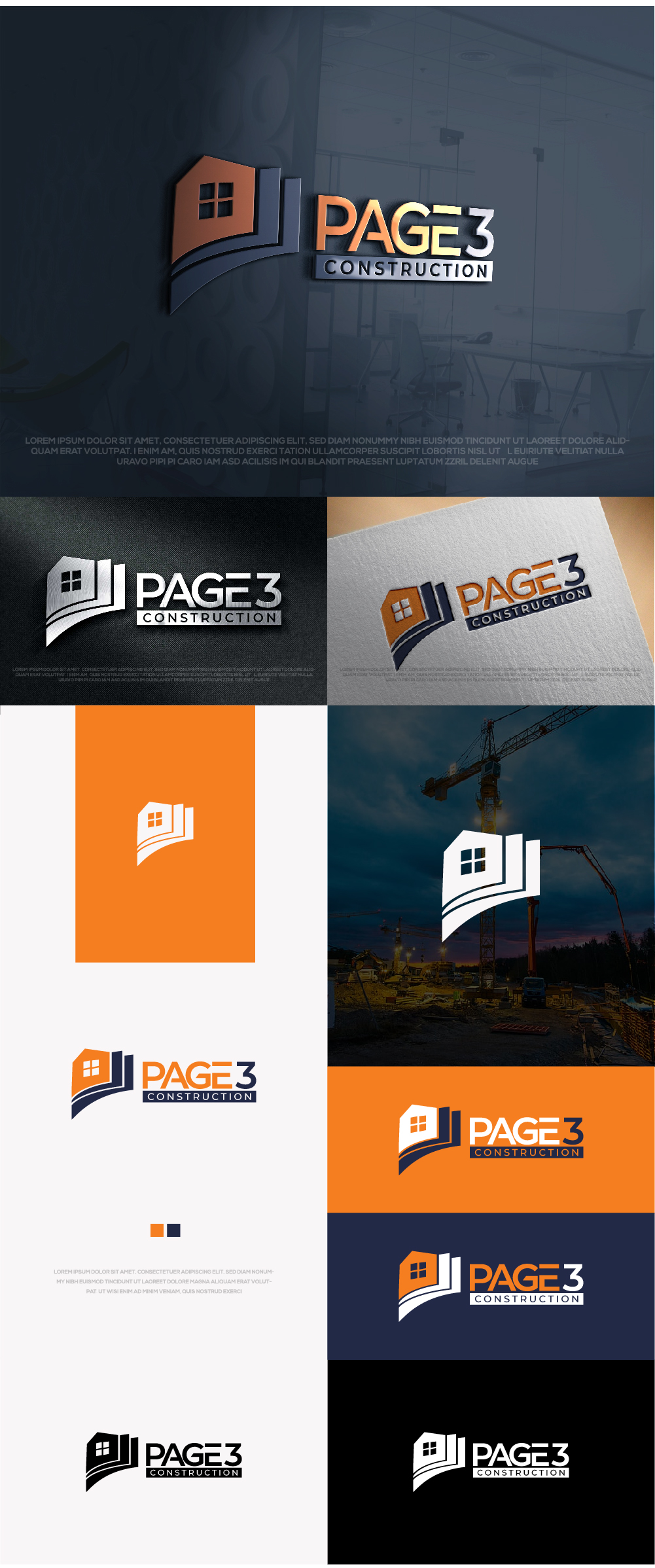 Logo Design by AlphabetZero.co.uk for Page 3 Construction | Design #30512548
