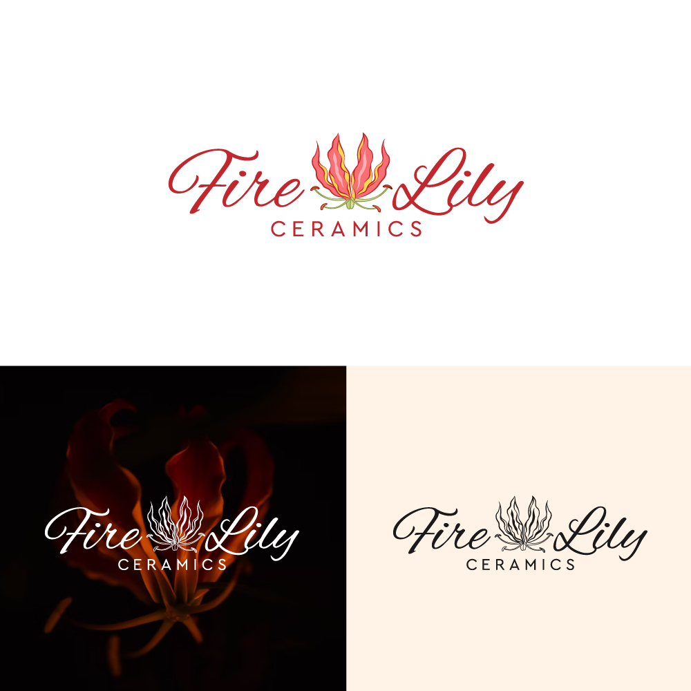 Logo Design by Cactus Designs for Fire Lily Ceramics | Design #30546836