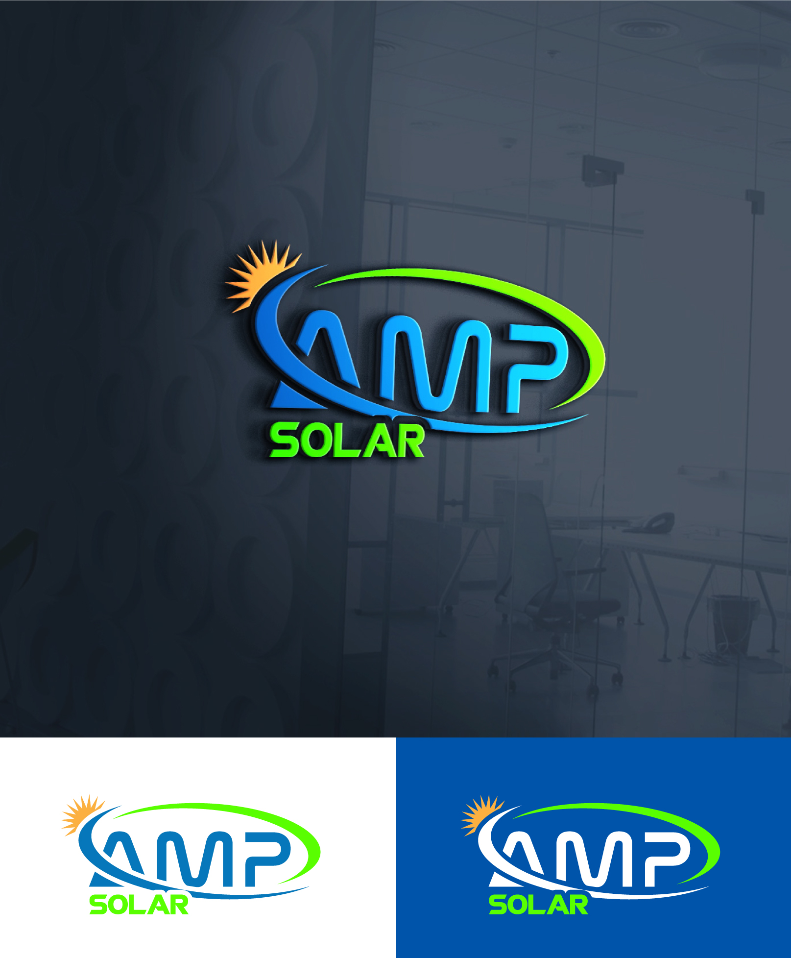 Logo Design by StromDesignHub for Amp Solar LLC | Design #30562584