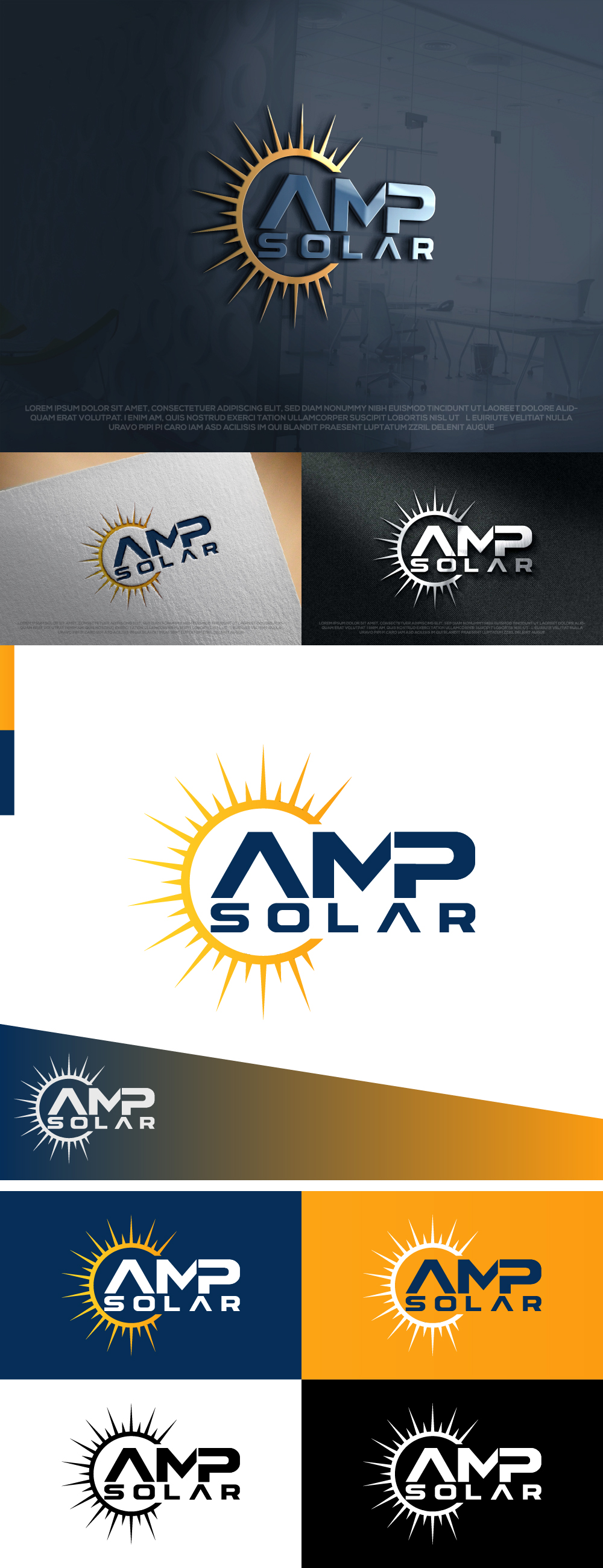 Logo Design by AlphabetZero.co.uk for Amp Solar LLC | Design #30576005